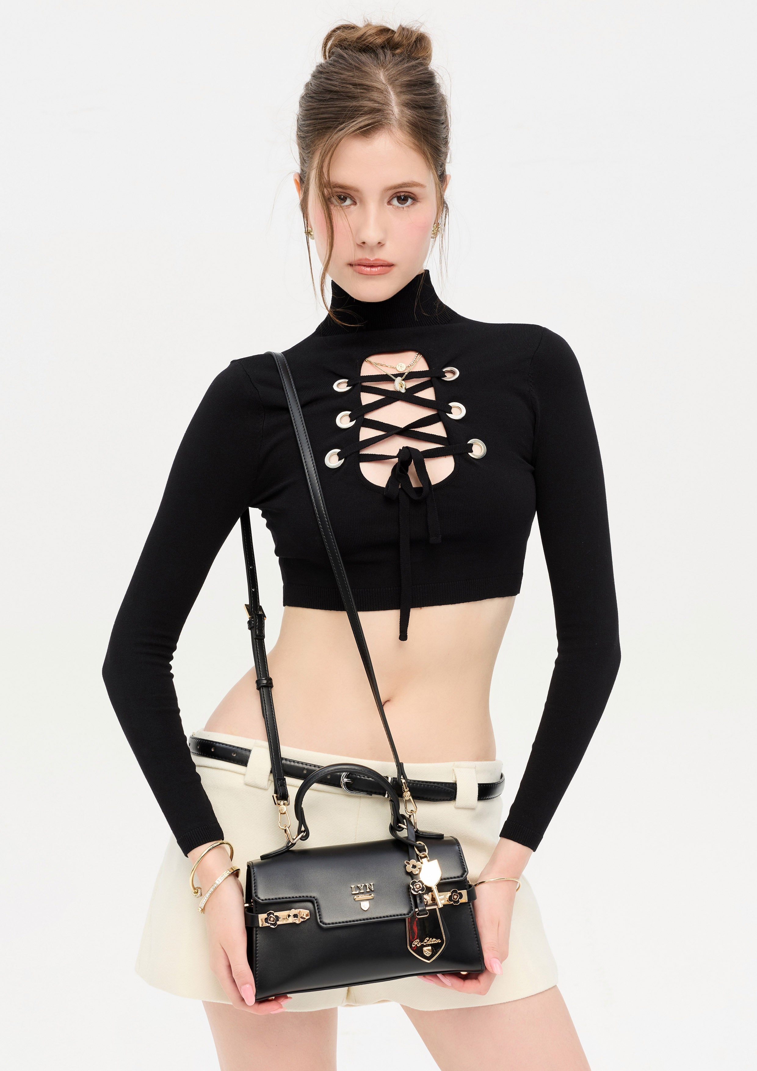 Poppy Fineness Long Top M Handbag - Black
