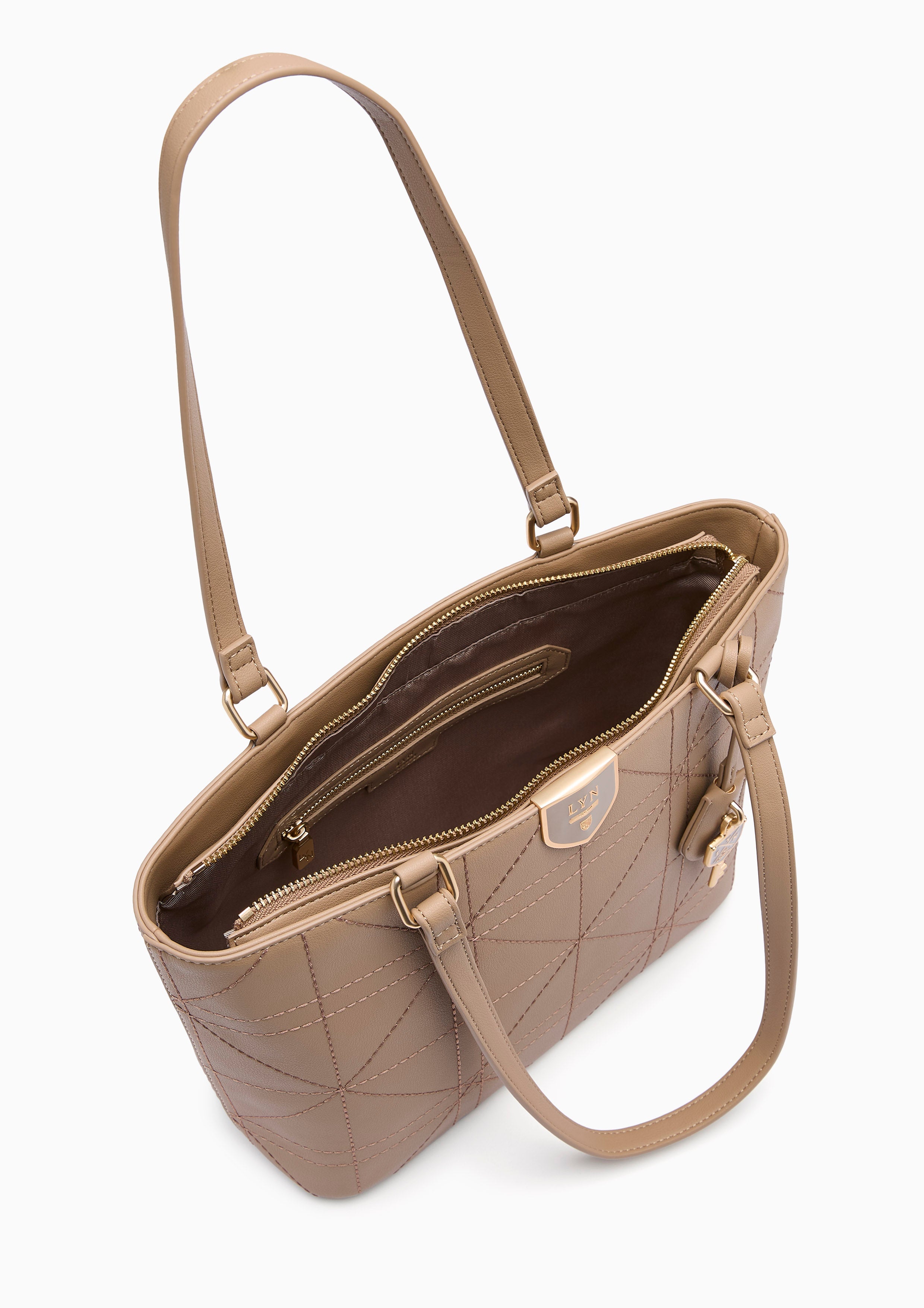 Re-Edit Grids  M Tote Bag - Dark Beige