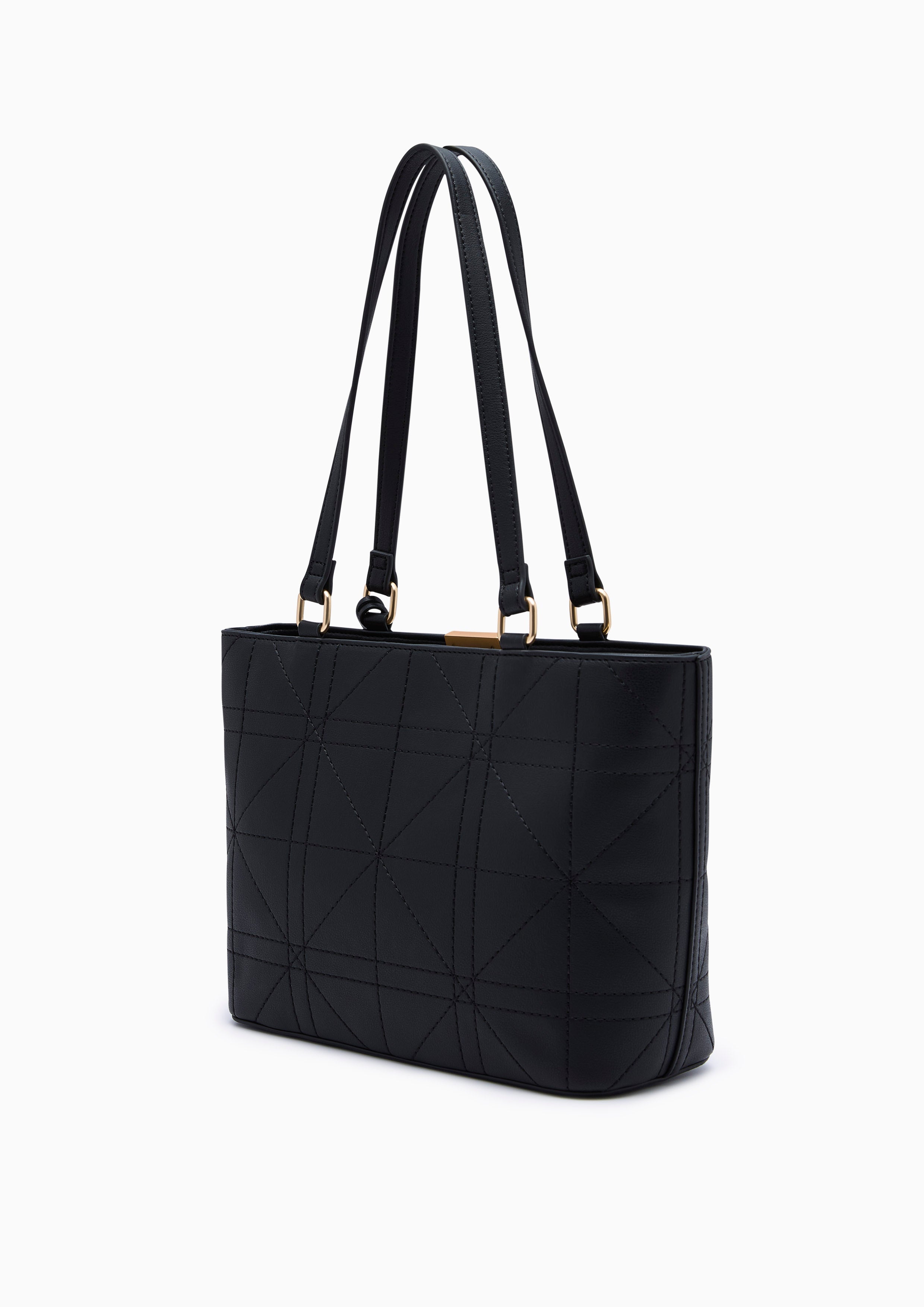 Re-Edit Grids  M Tote Bag - Black