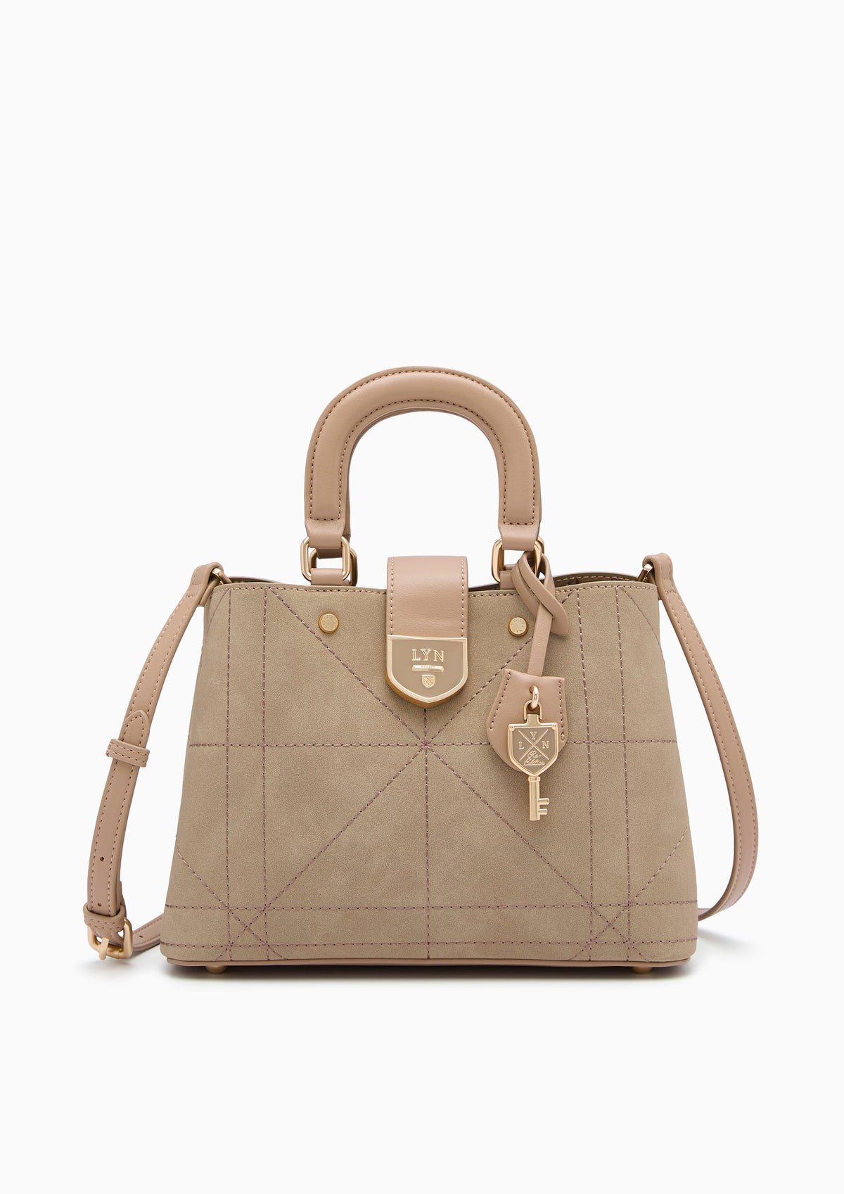 Re-Edit Athena Grid  L Crossbody Bag - Light Beige