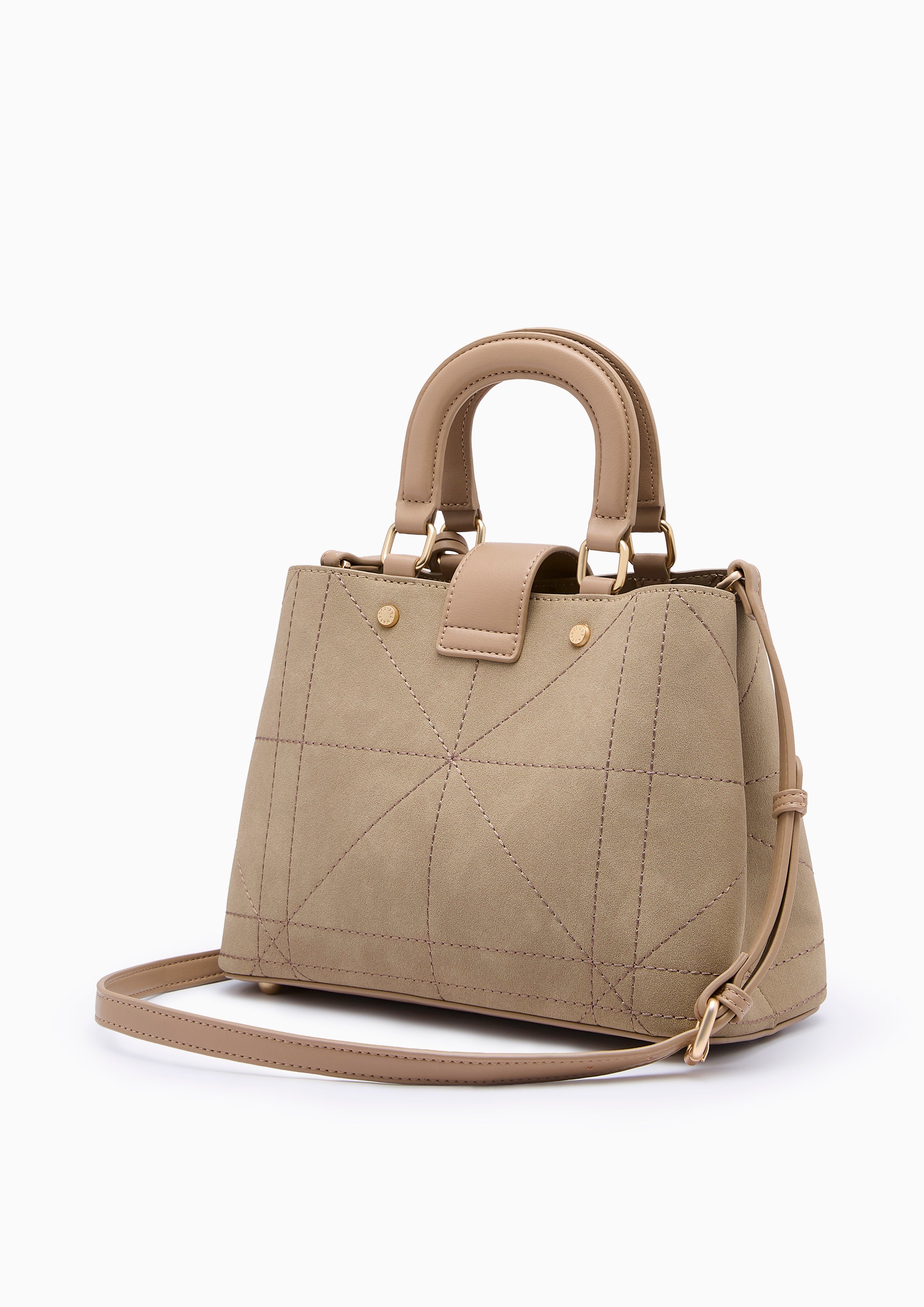 Re-Edit Athena Grid  L Crossbody Bag - Light Beige