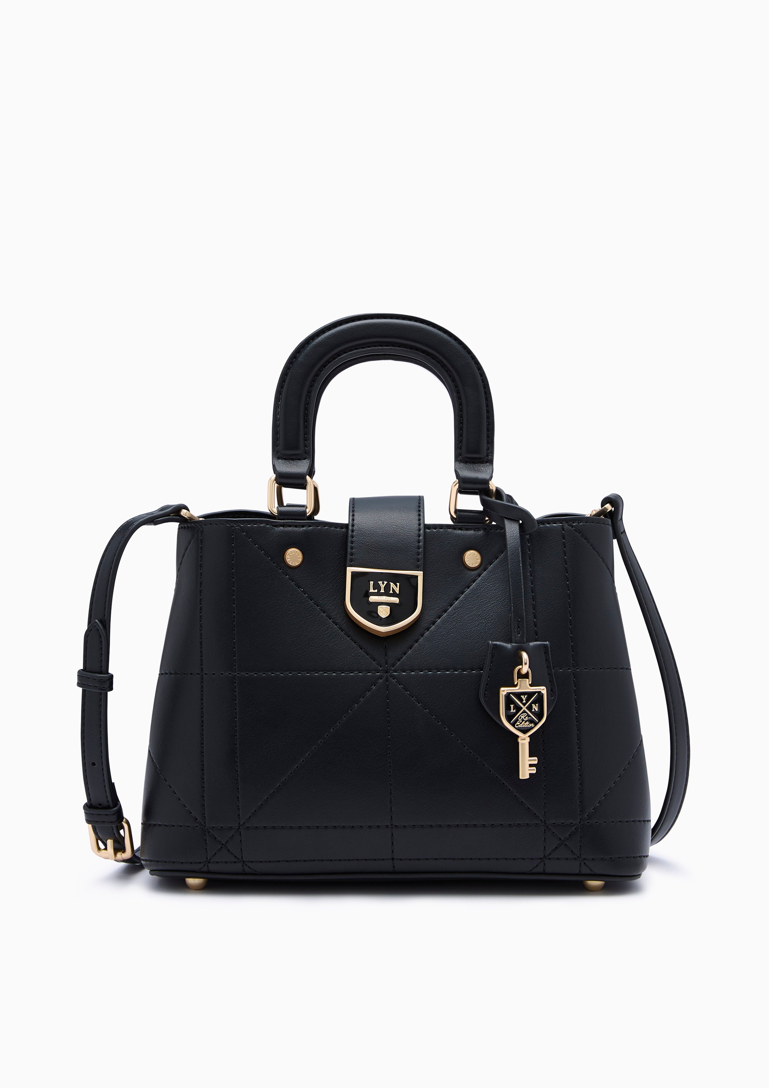Re-Edit Athena Grid  L Crossbody Bag - Black