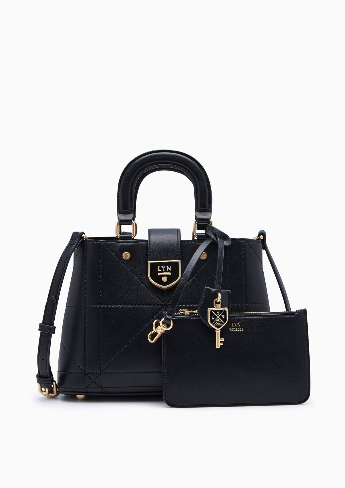 Re-Edit Athena Grid  L Crossbody Bag - Black