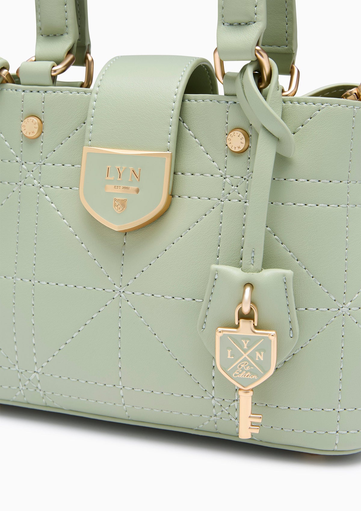 Re-Edit Athena Grid S Crossbody Bag - Light Green