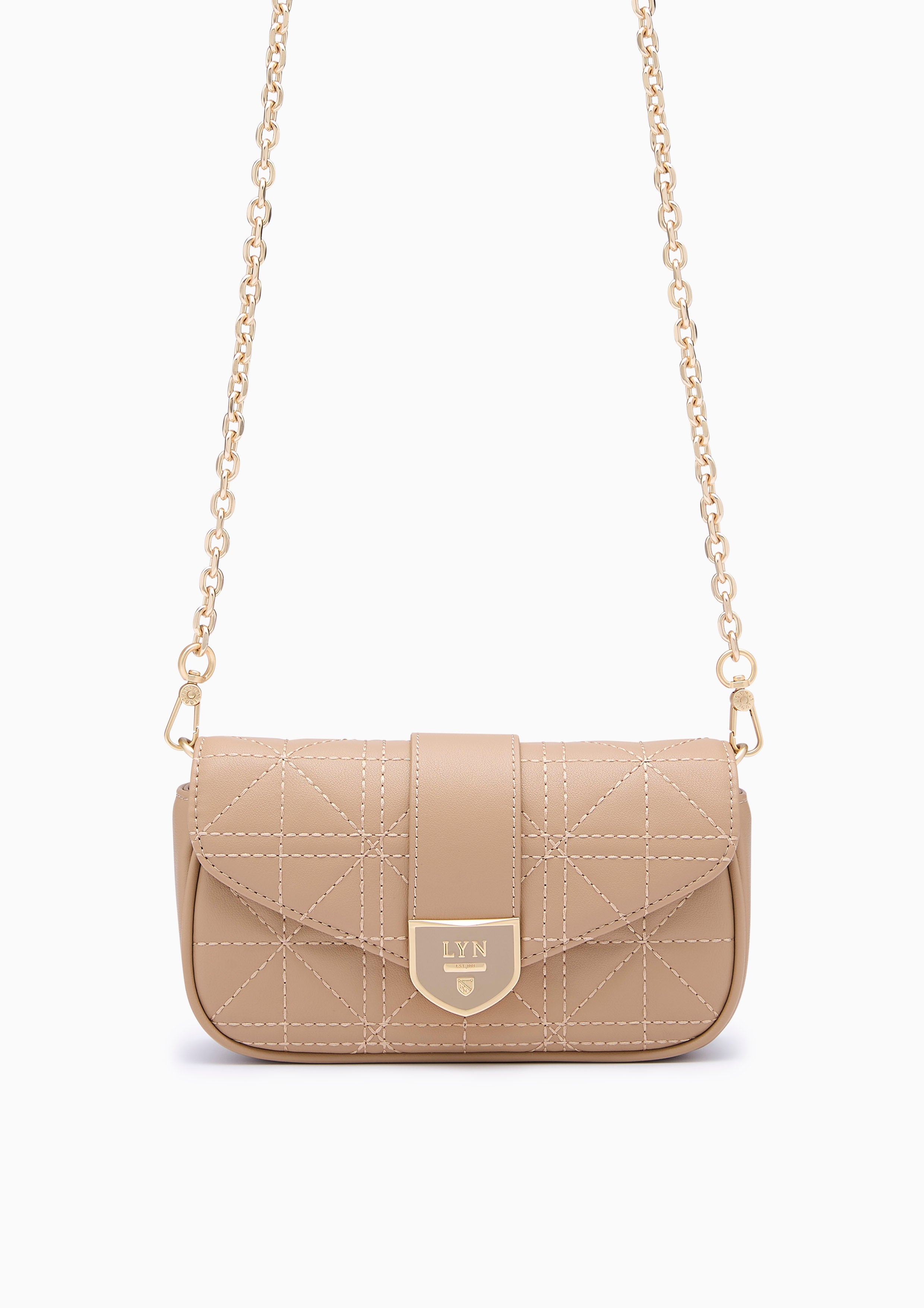 Re-Edit Acasia Grid Mini  Crossbody Bag - Beige