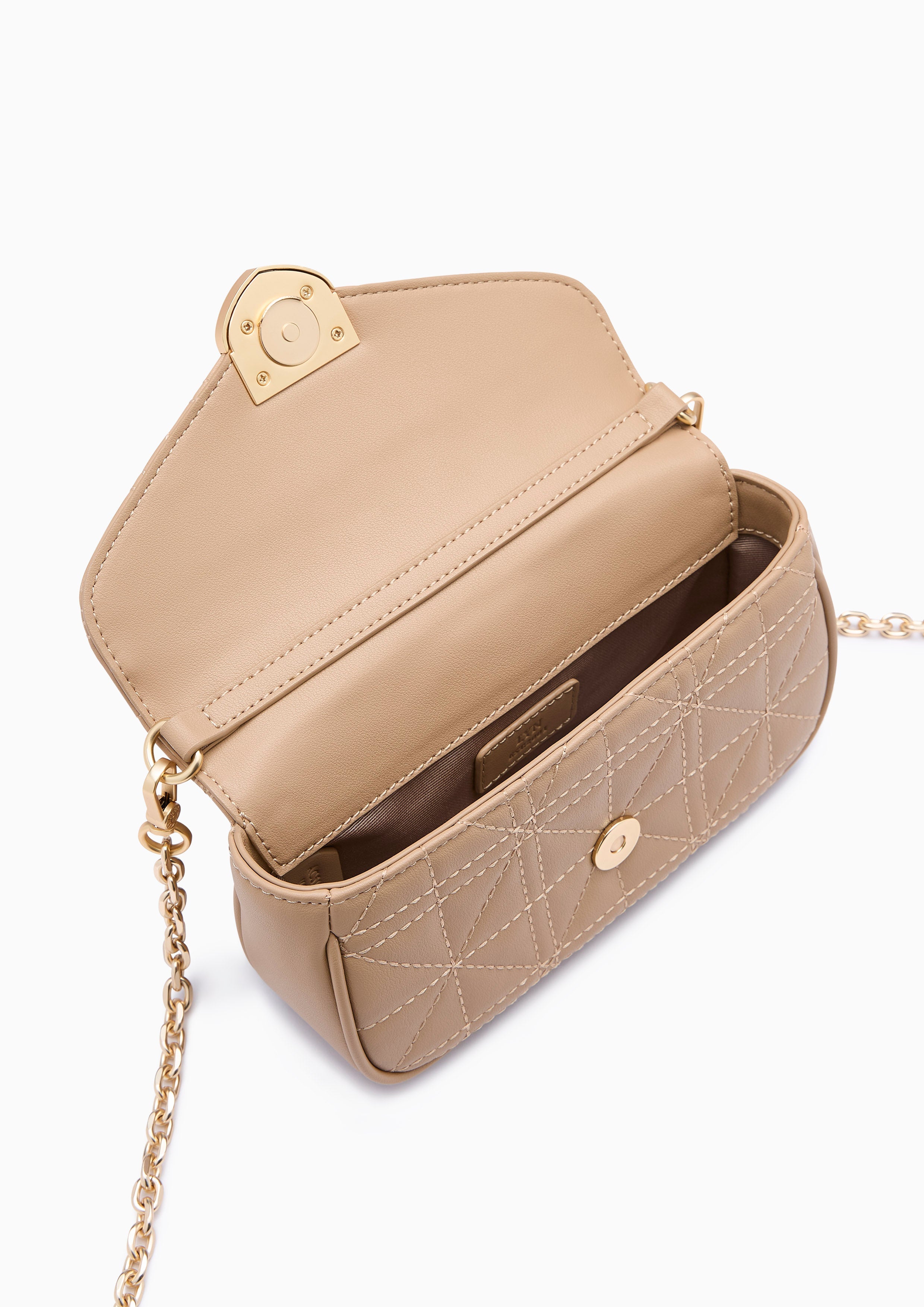 Re-Edit Acasia Grid Mini  Crossbody Bag - Beige