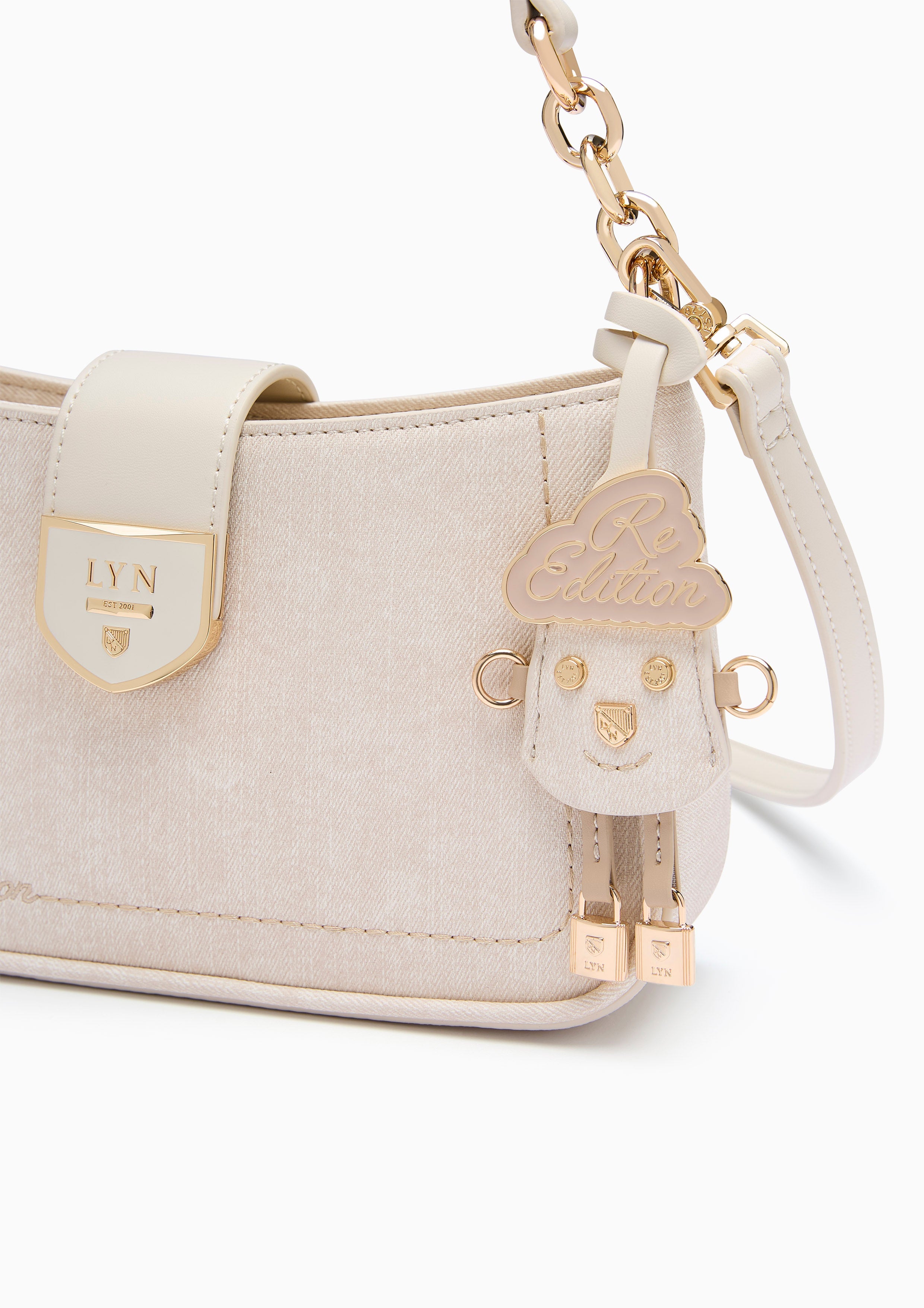 Re-Ed Lynna Athella Denim S Shoulder Bag - Light Beige
