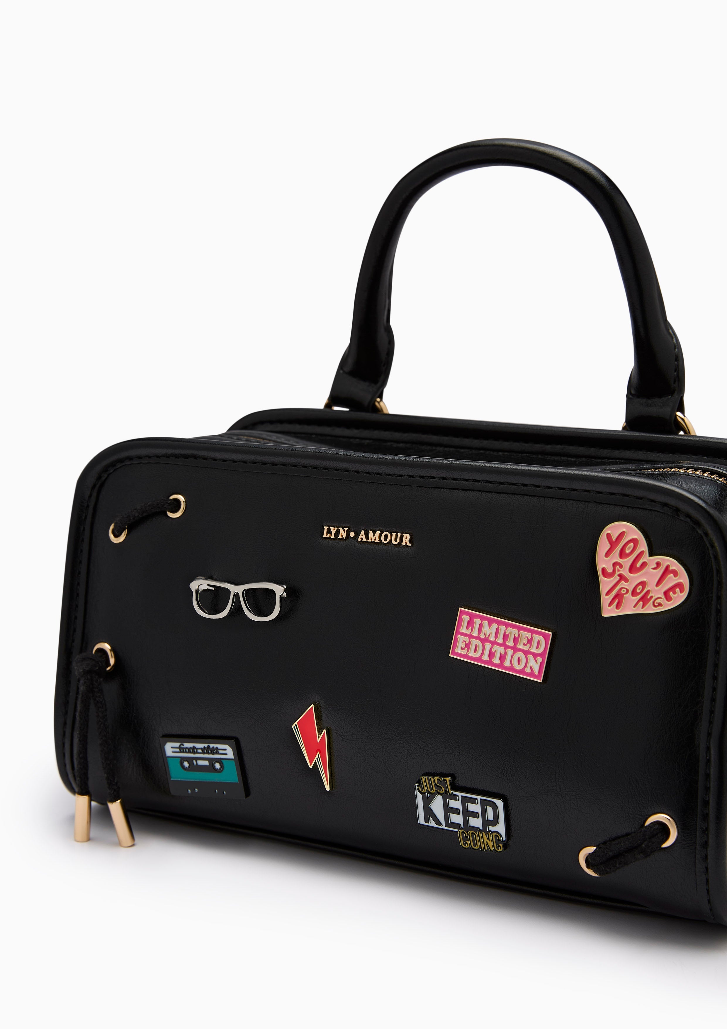 Cetus Stud  S Shoulder Bag - Black