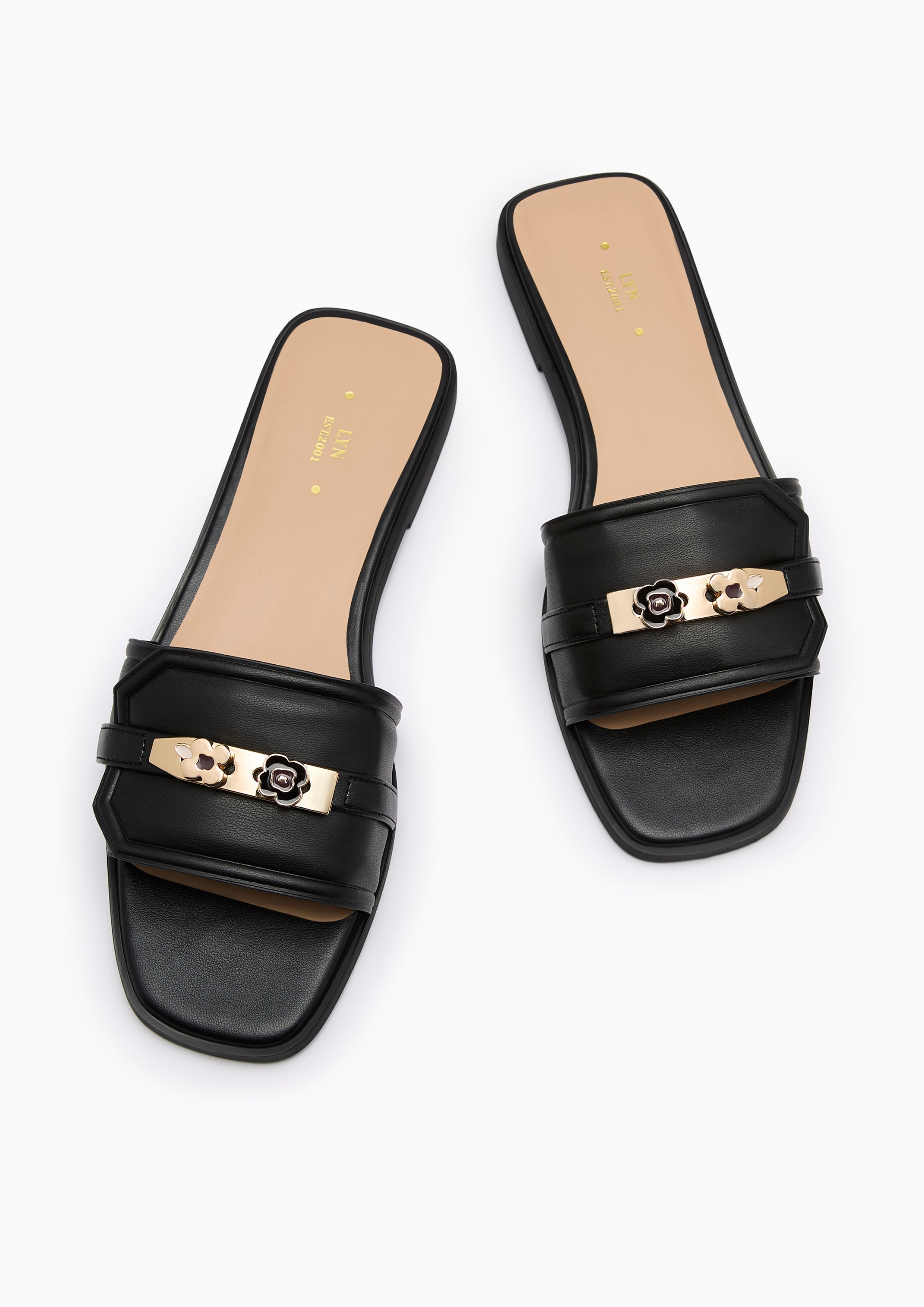 Master Poppy Flats And Sandals - Black