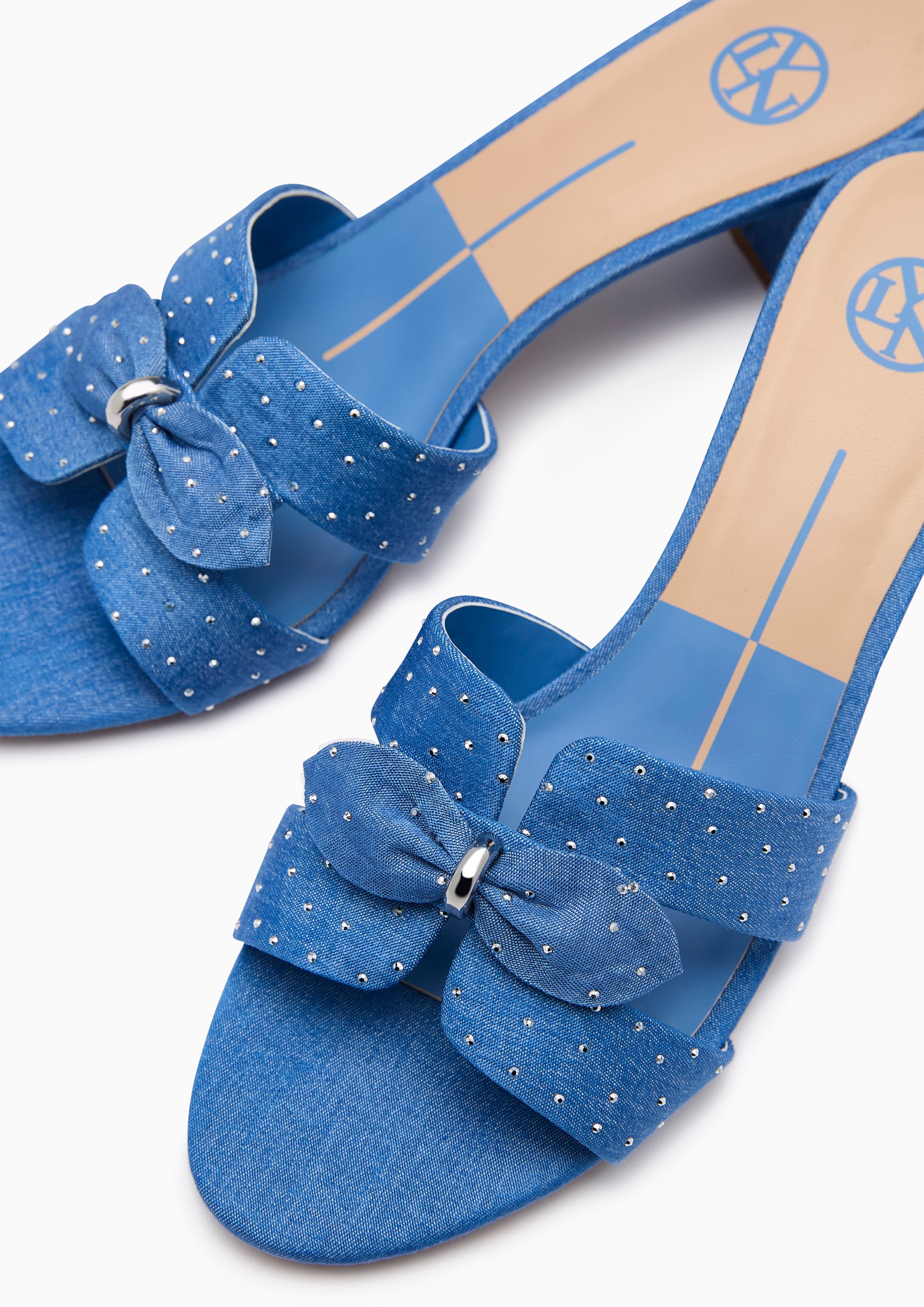 Hey Bow Mid Flats And Sandals - Light Blue