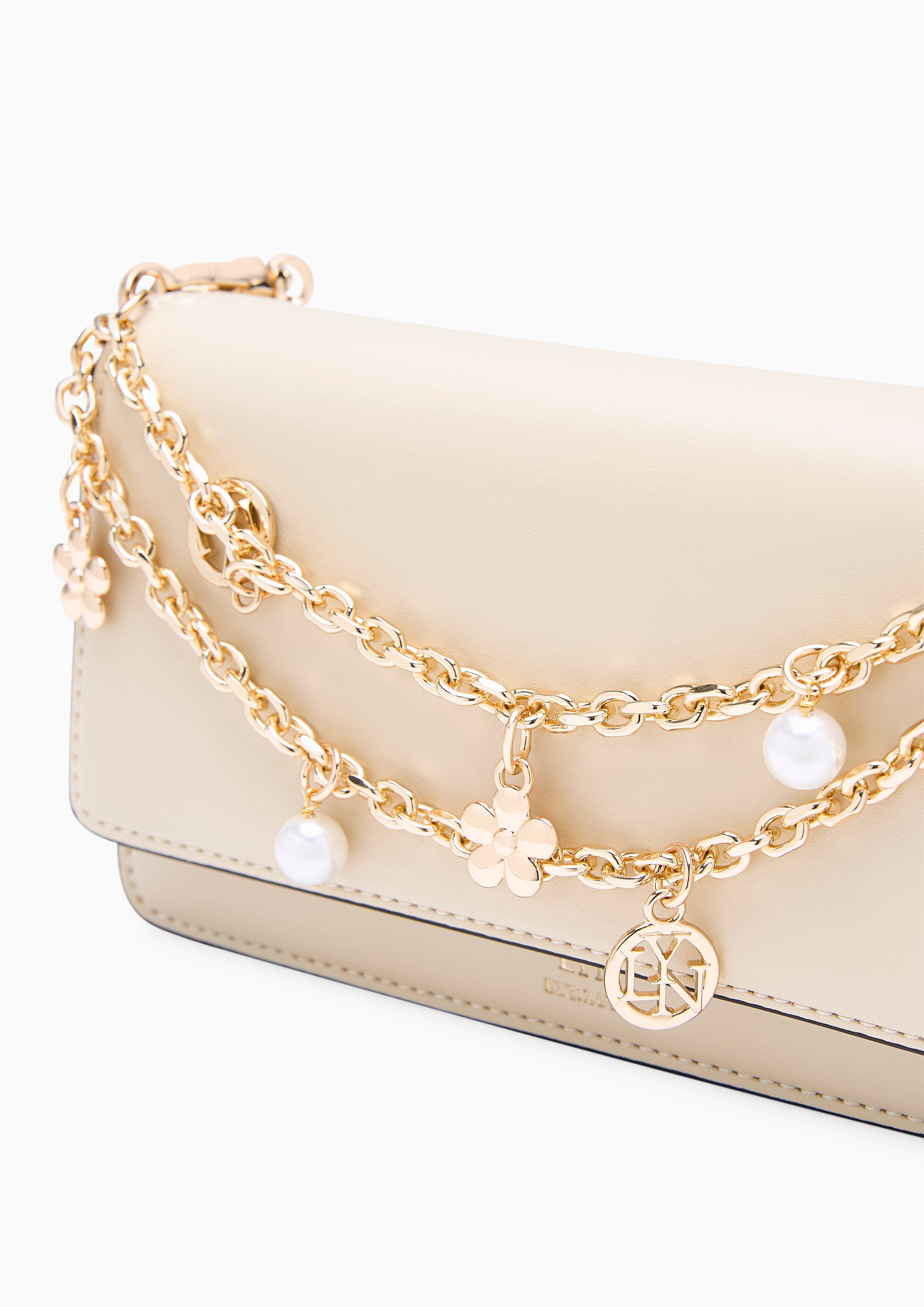 Bailey Long Wallet On Chain - Light Beige