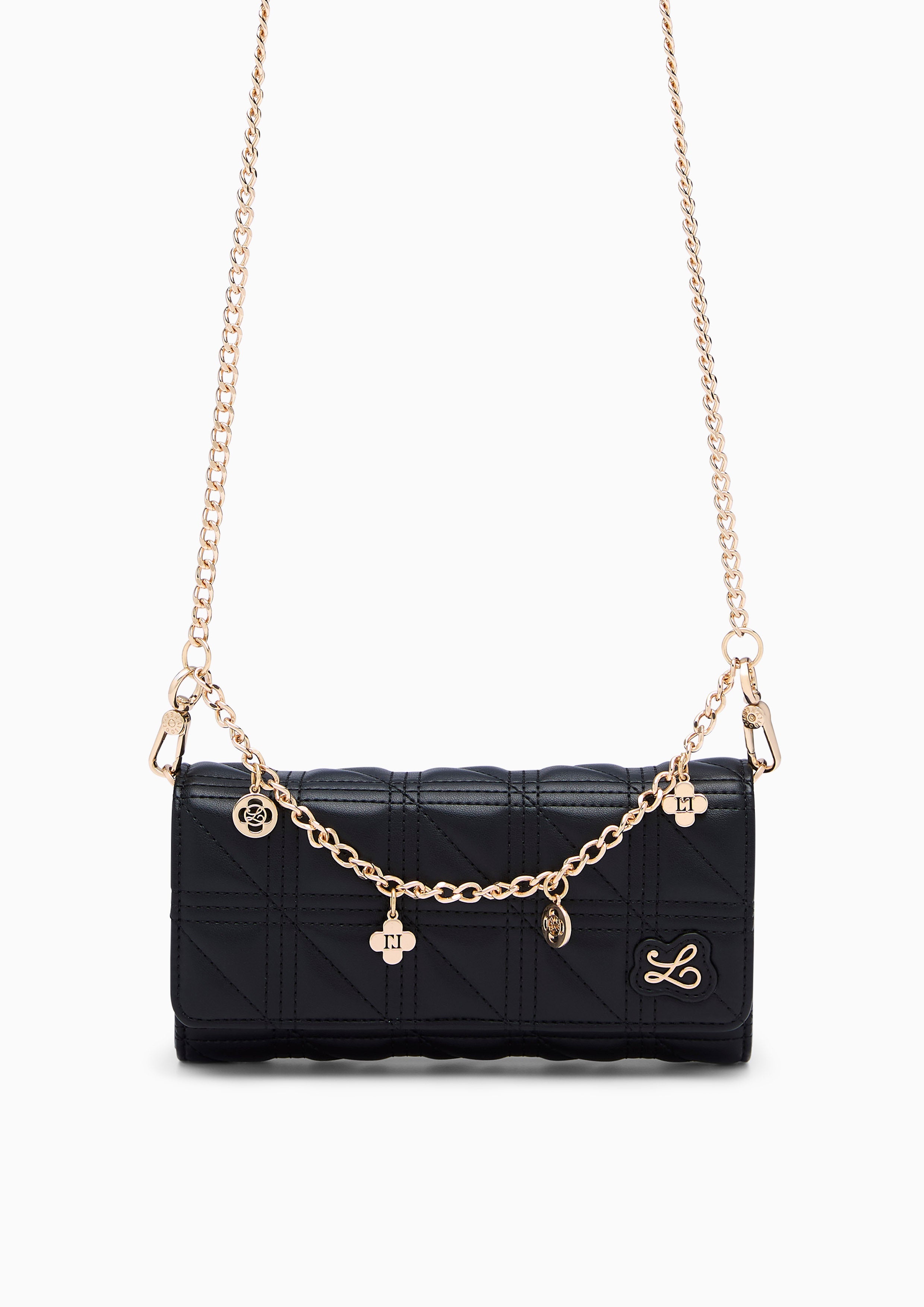 A-Ra Long  Wallet On Chain - Black