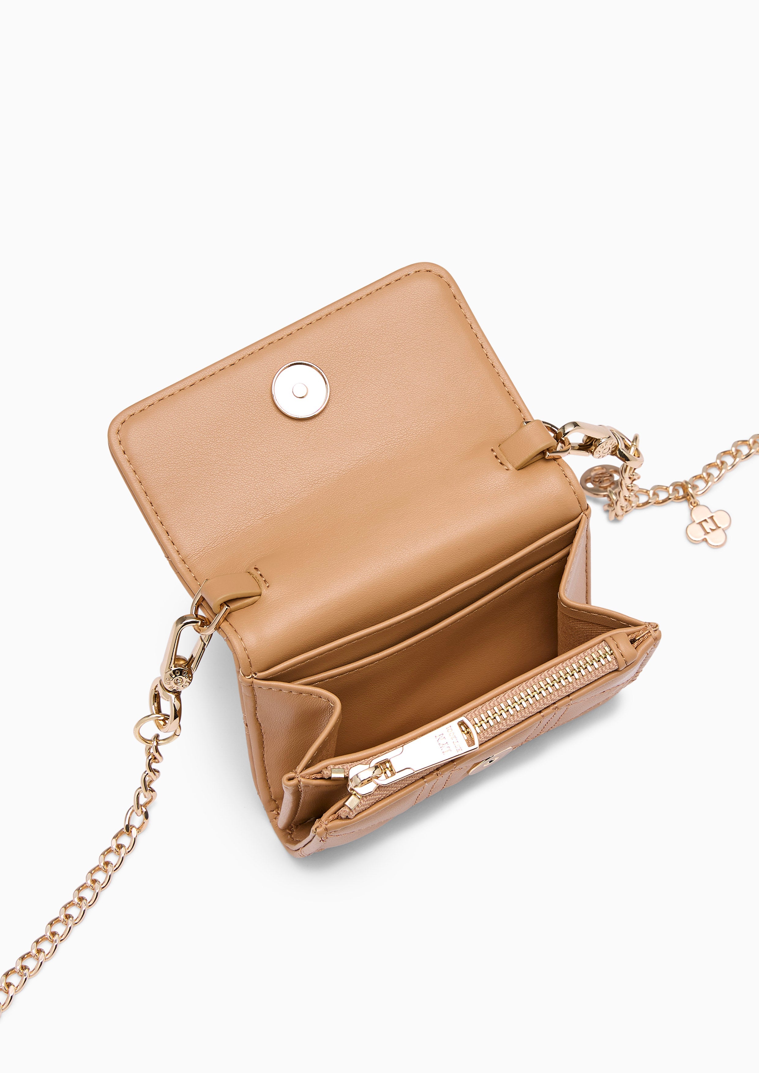 A-Ra Short  Wallet On Chain - Beige