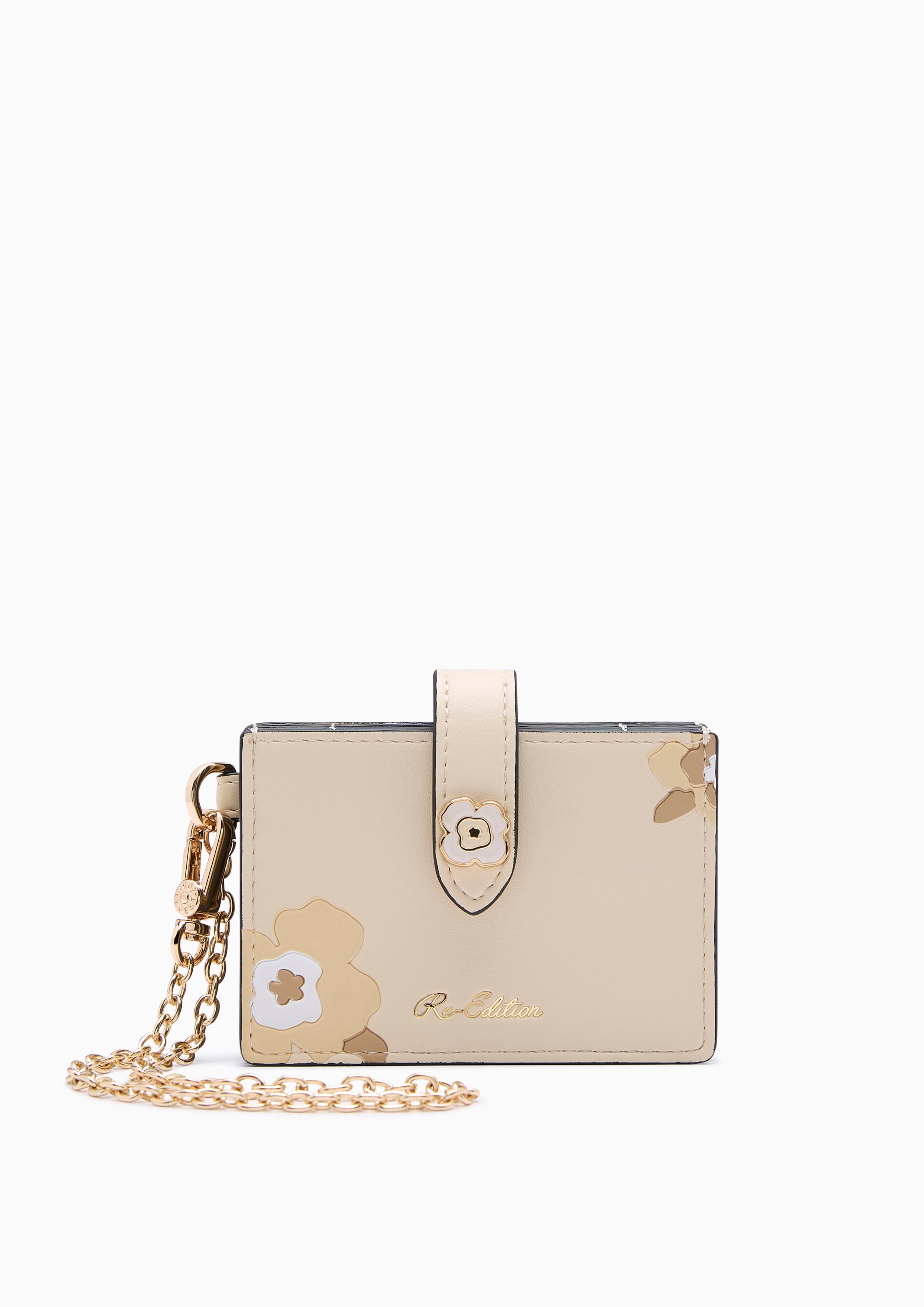 Poppy Card Holder Wallet On Chain - Printed Nude