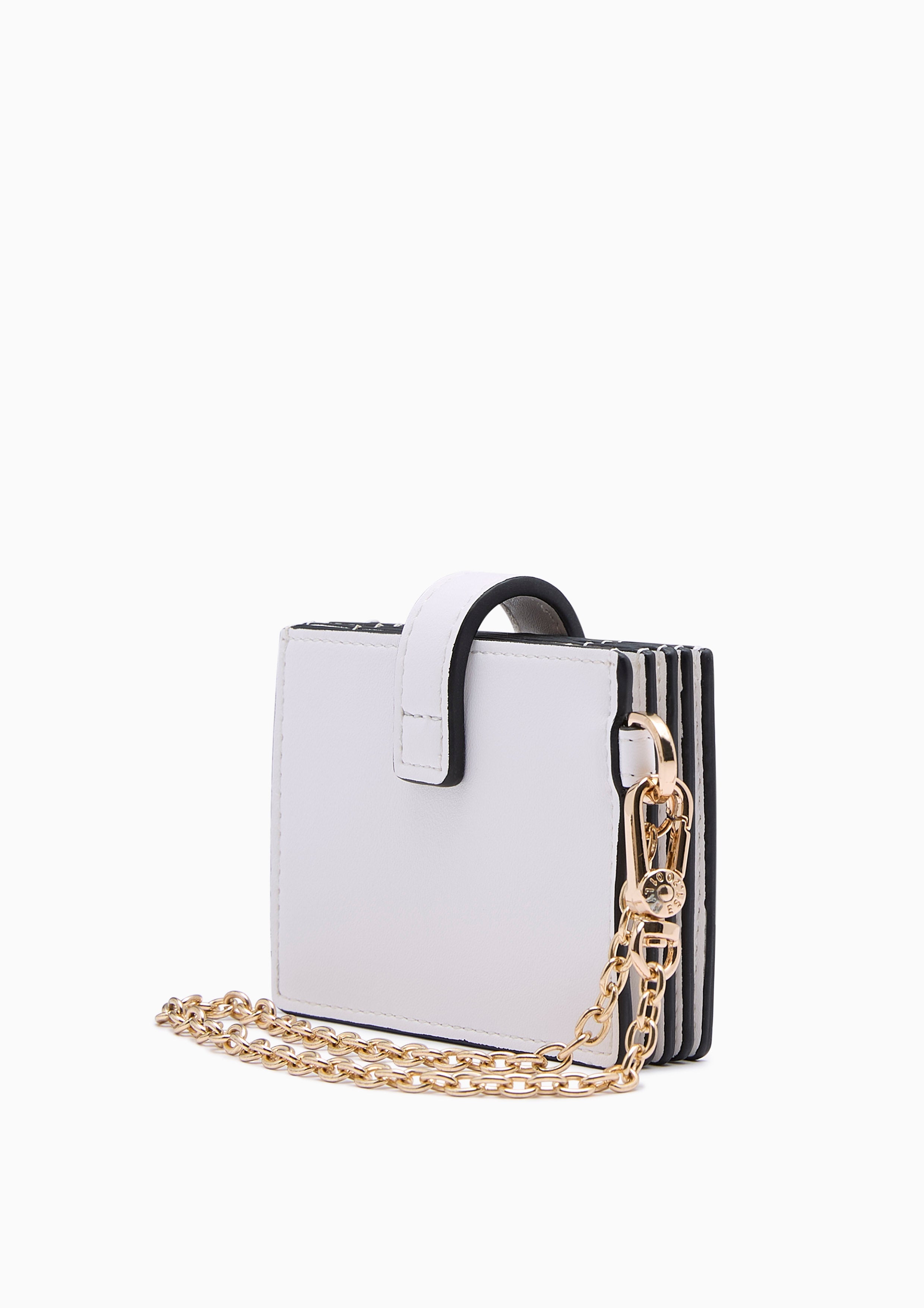 Poppy Card Holder Wallet On Chain - Printed White