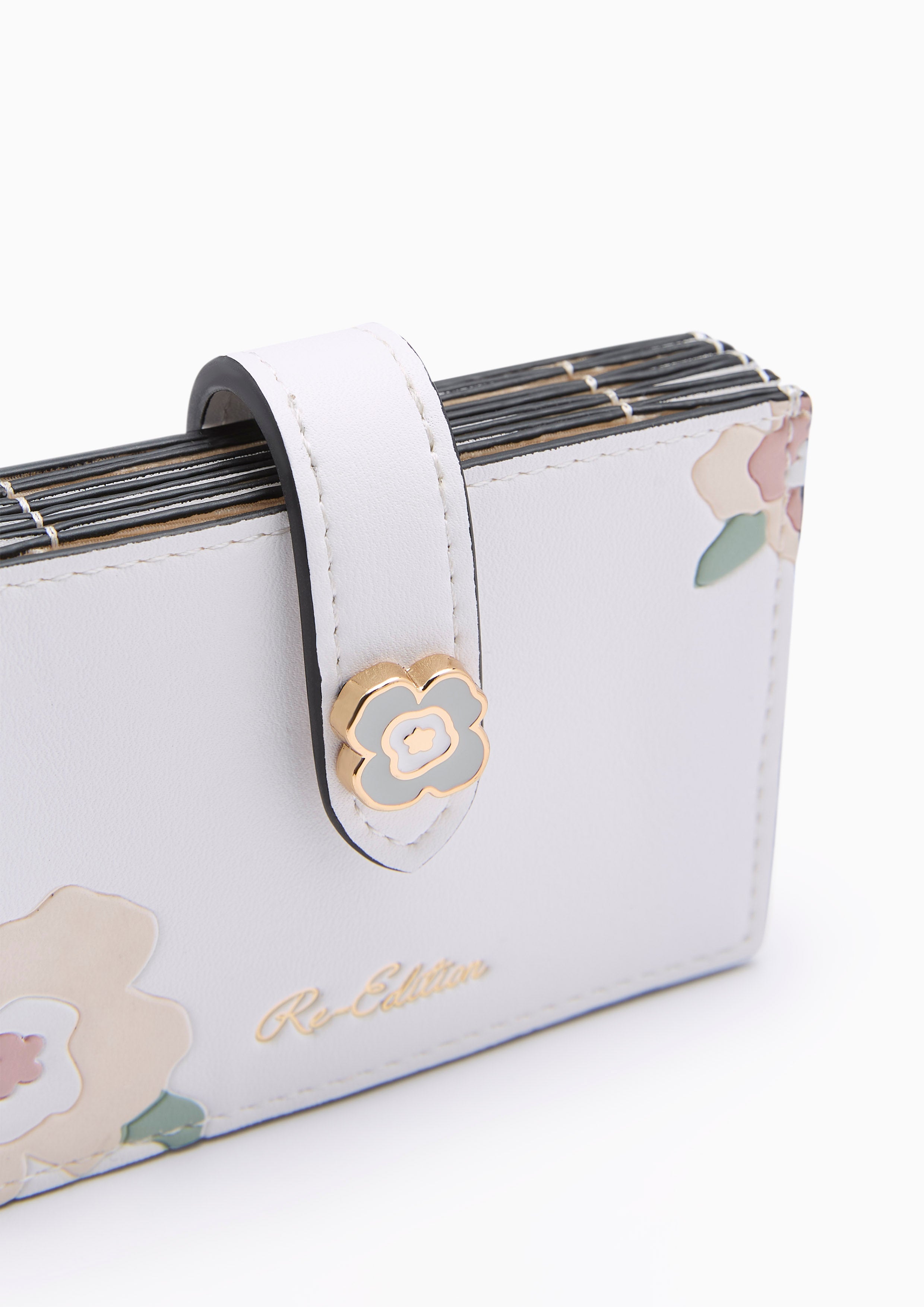 Poppy Card Holder Wallet On Chain - Printed White