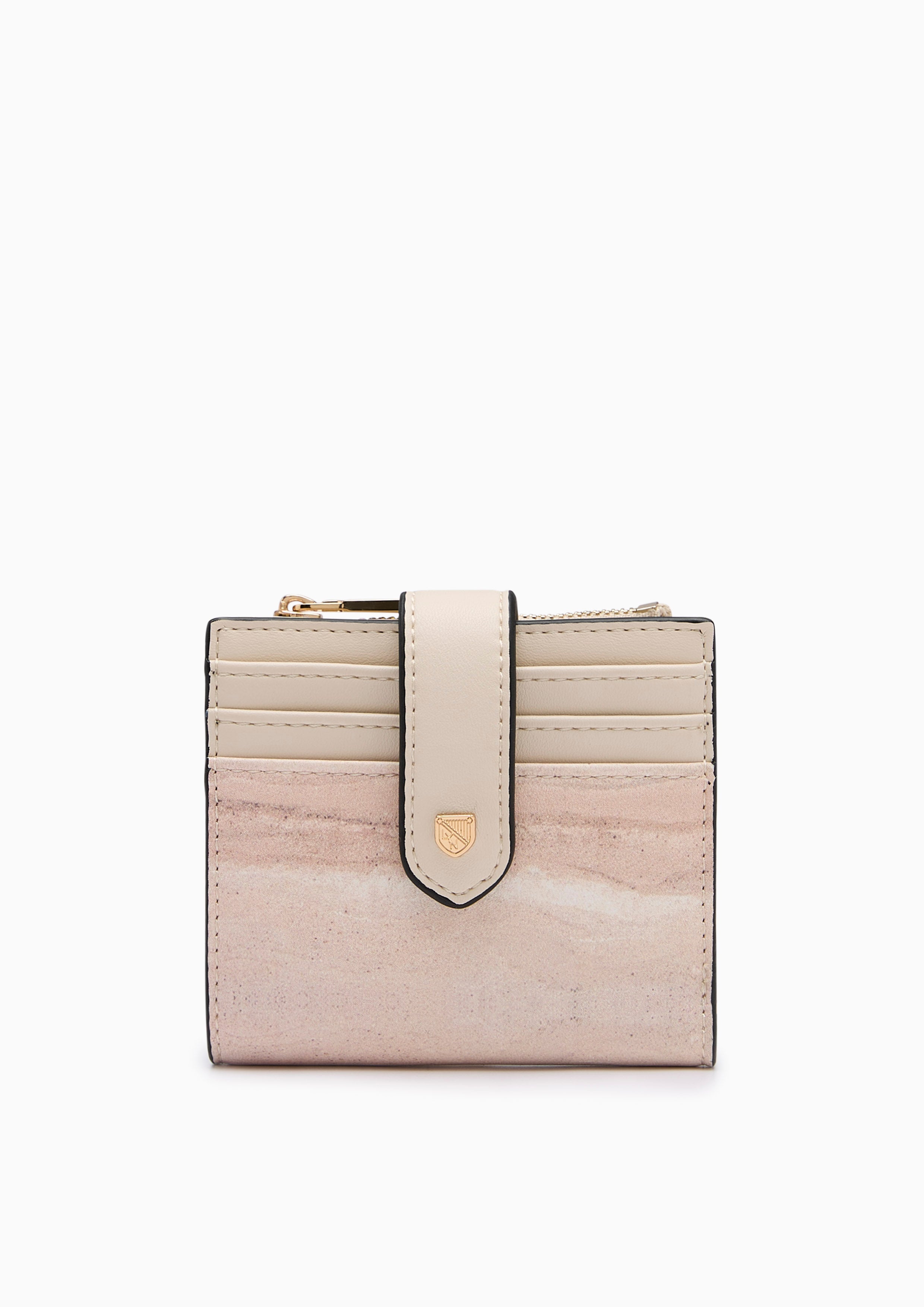 Earthy Short Zip Card Short Wallet - Light Printed Beige