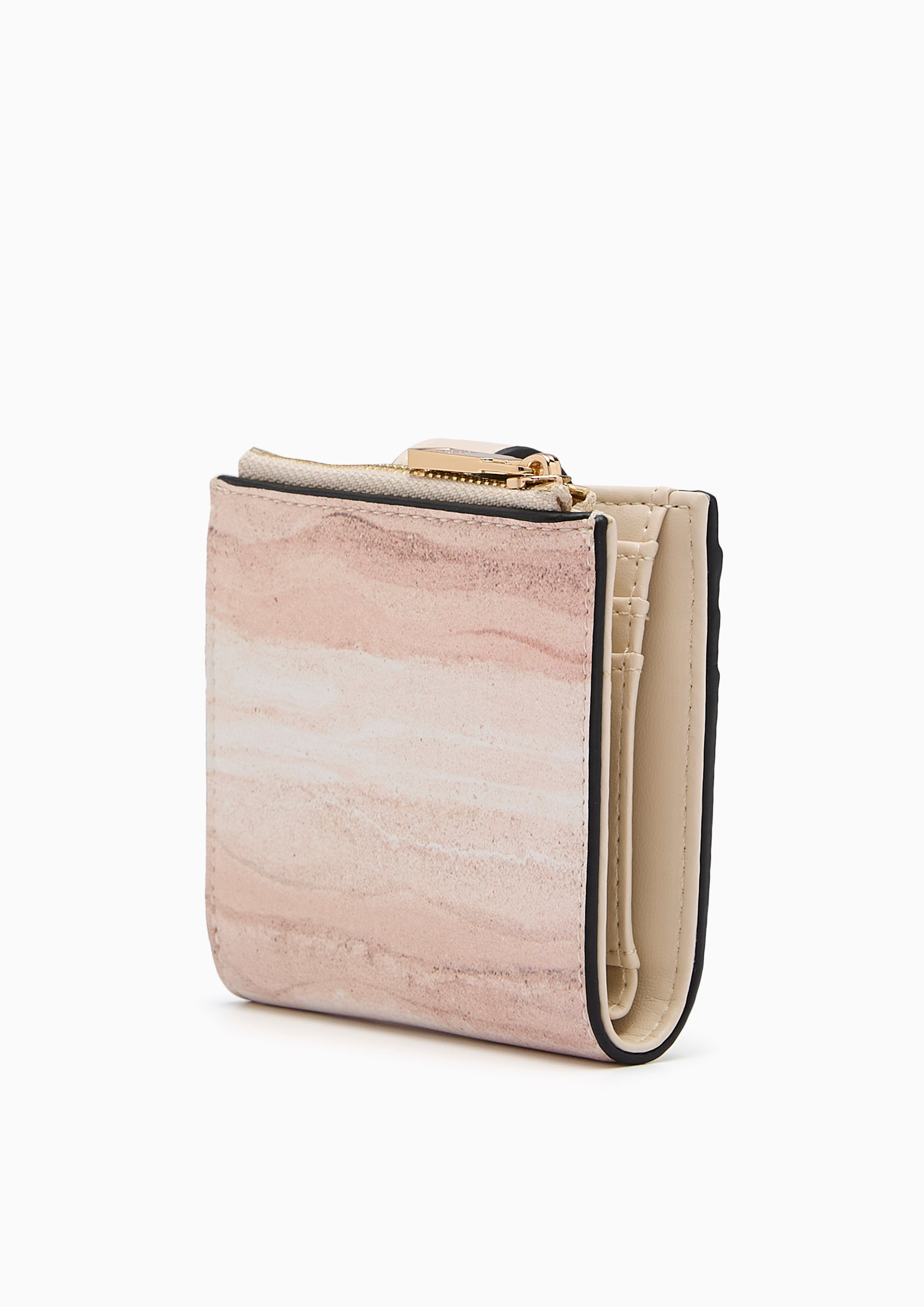 Earthy Short Zip Card Short Wallet - Light Printed Beige