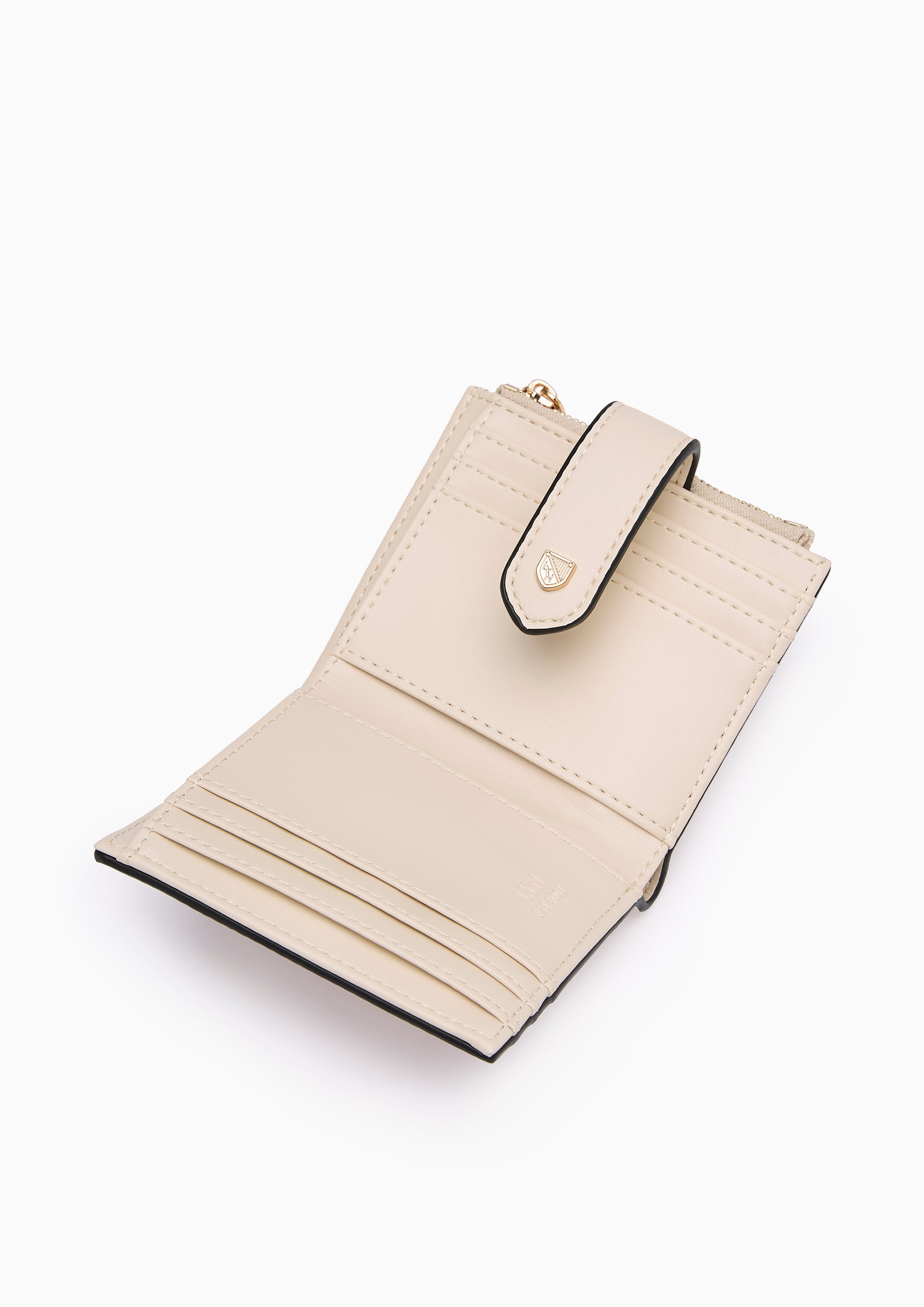 Earthy Short Zip Card Short Wallet - Light Printed Beige