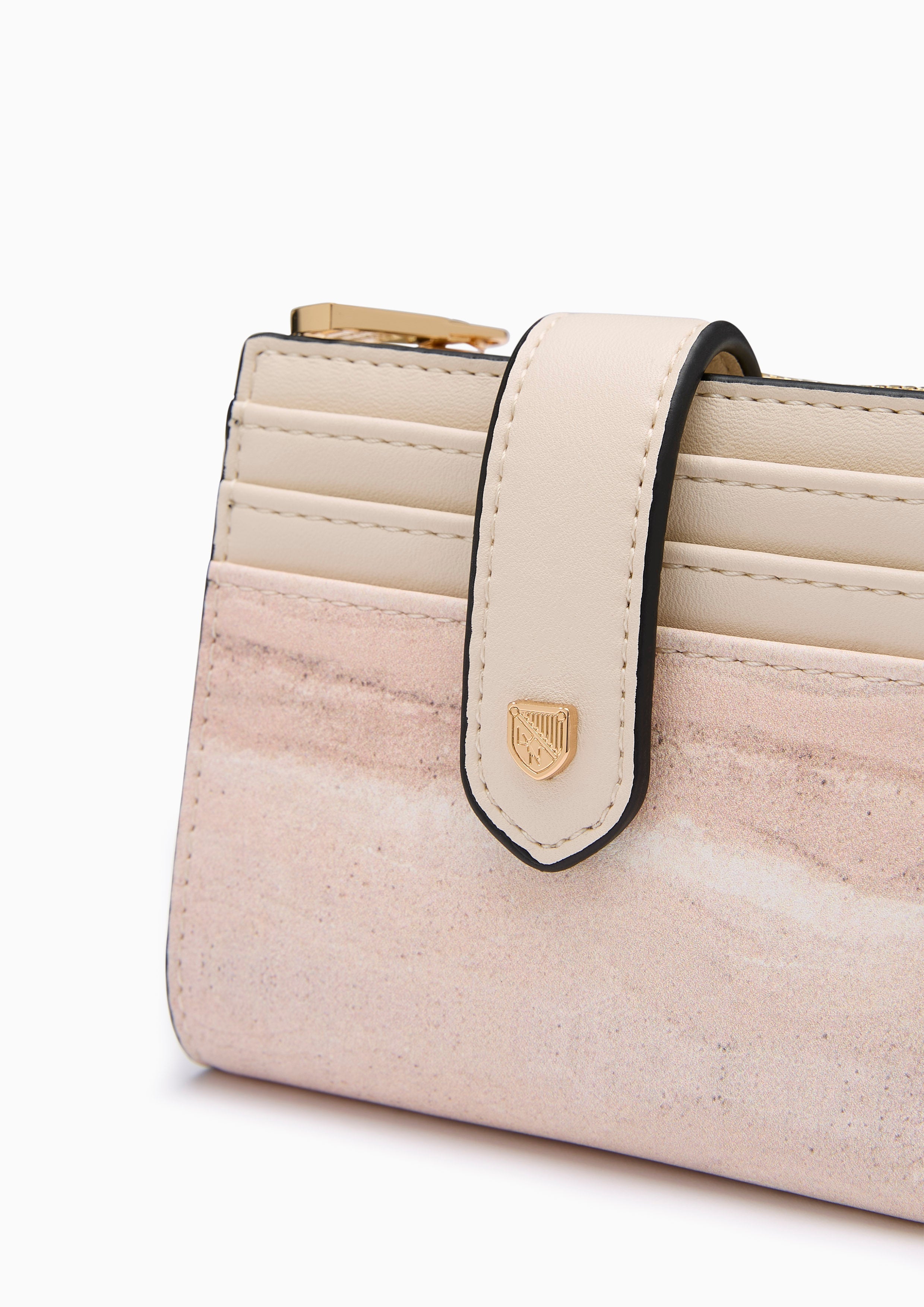 Earthy Short Zip Card Short Wallet - Light Printed Beige