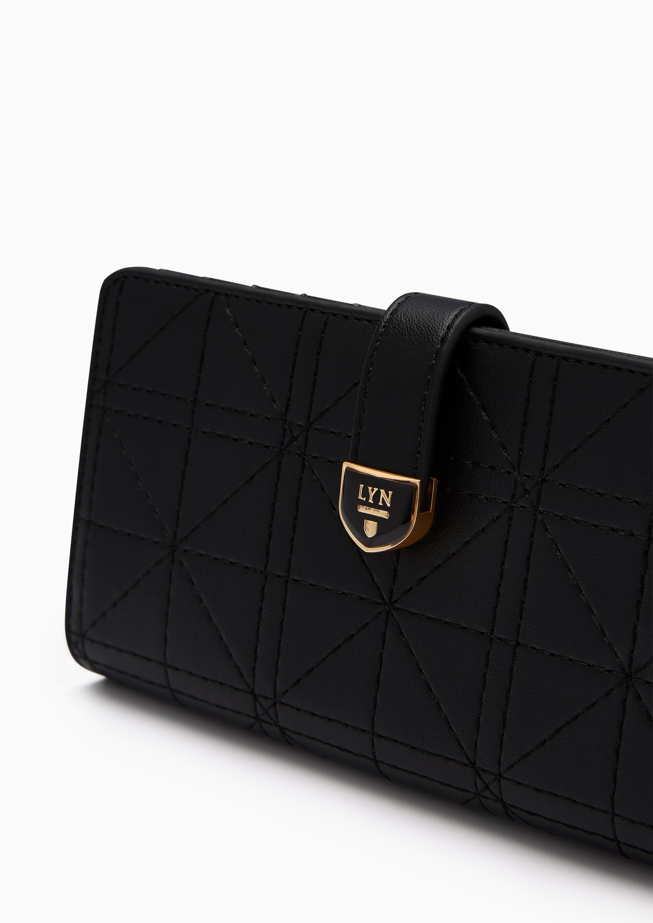 Re-Edit Grid Long  Wallet - Black