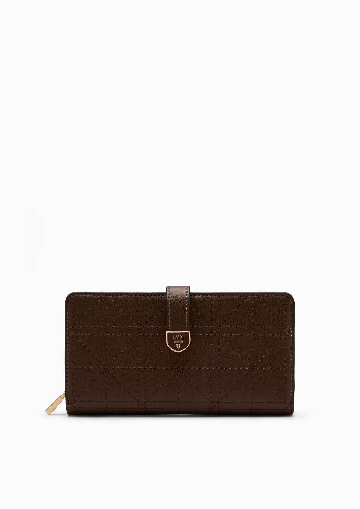 Re-Edit Grid Long  Wallet - Dark Brown
