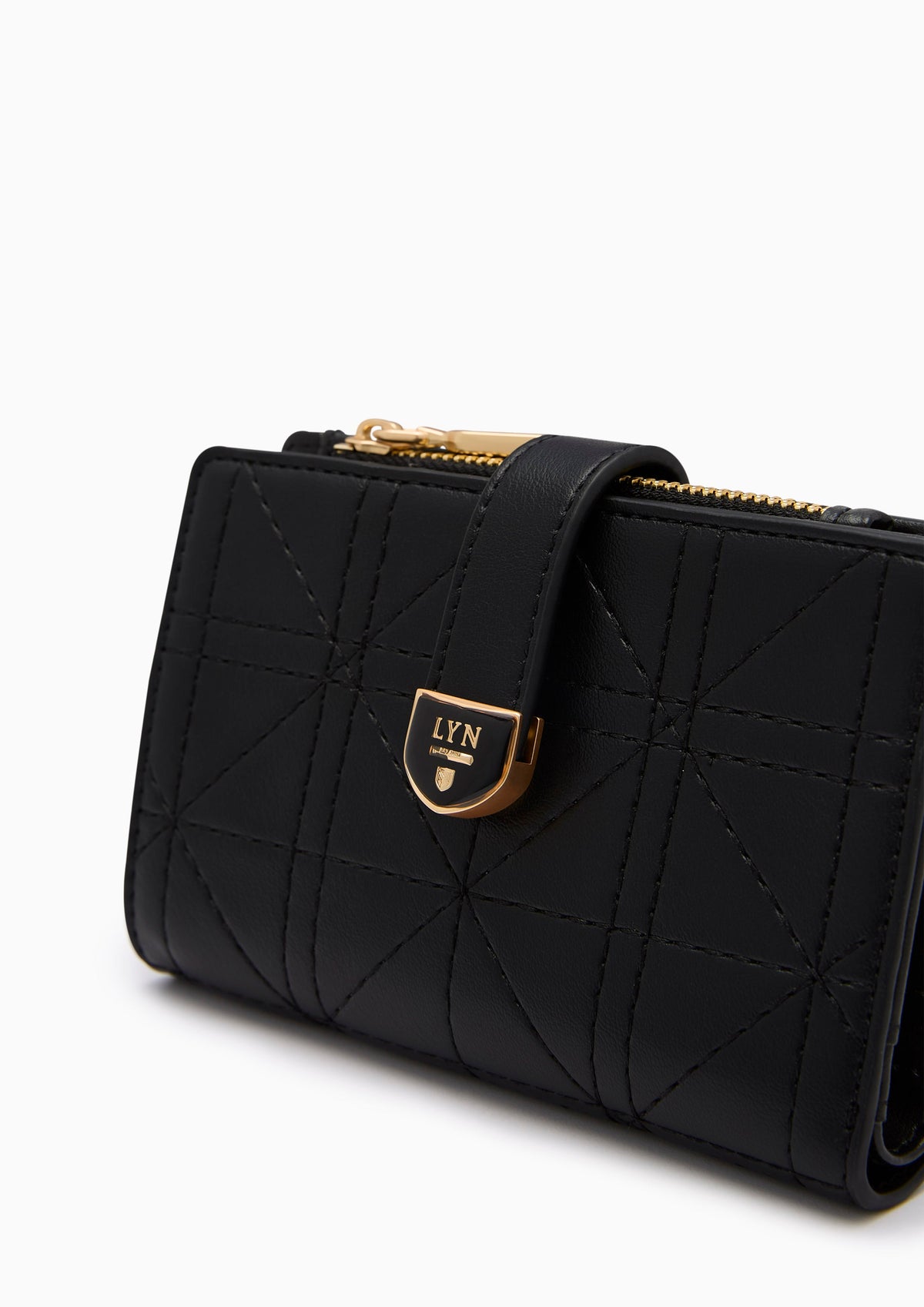 Re-Edit Grid Semi  Wallet - Black