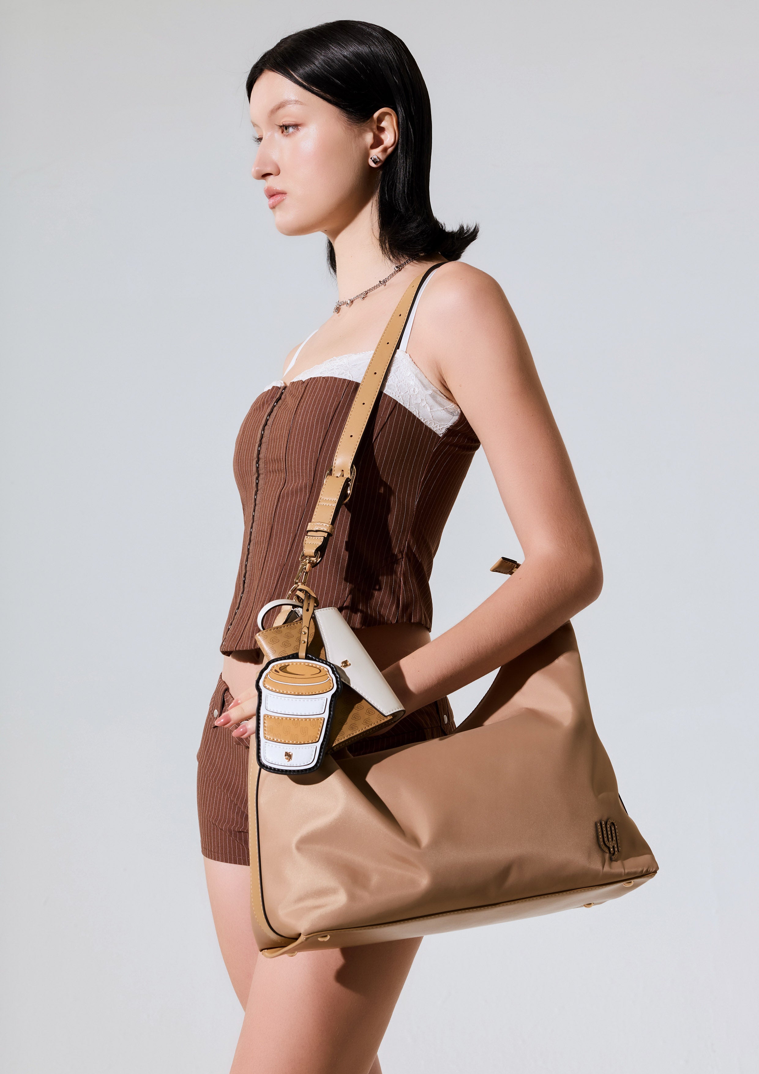 Bistro Infinite Hobo Shoulder Bag - Dark Beige