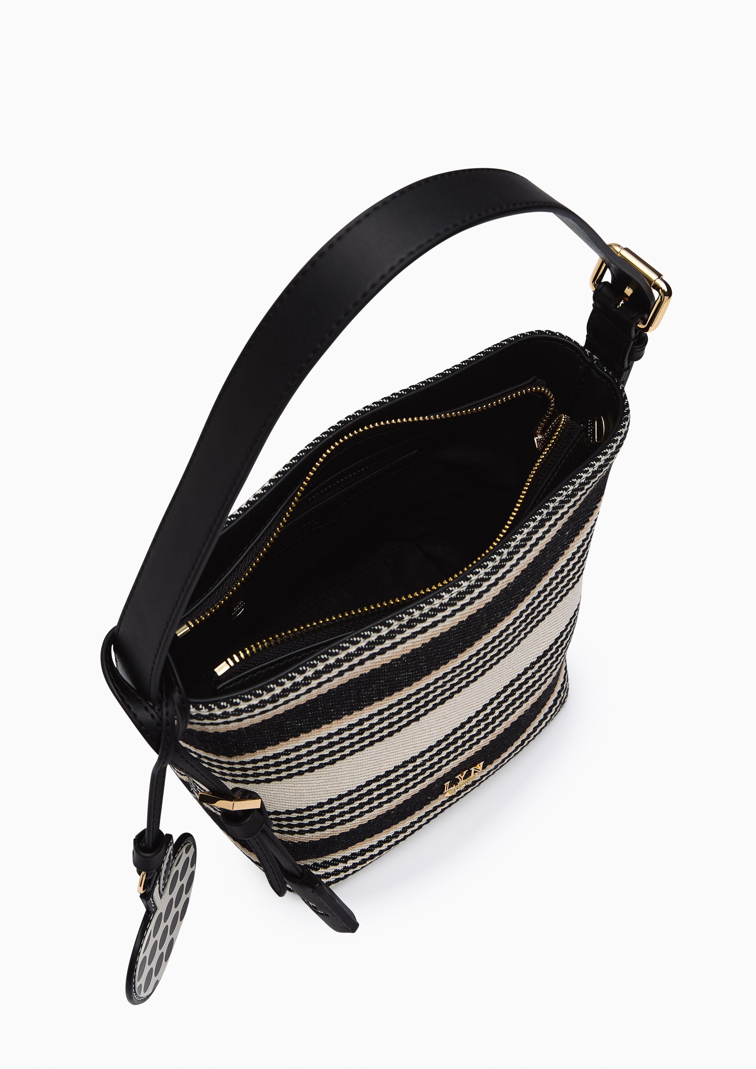 Jazzy Stripe  Bucket Bag - Black