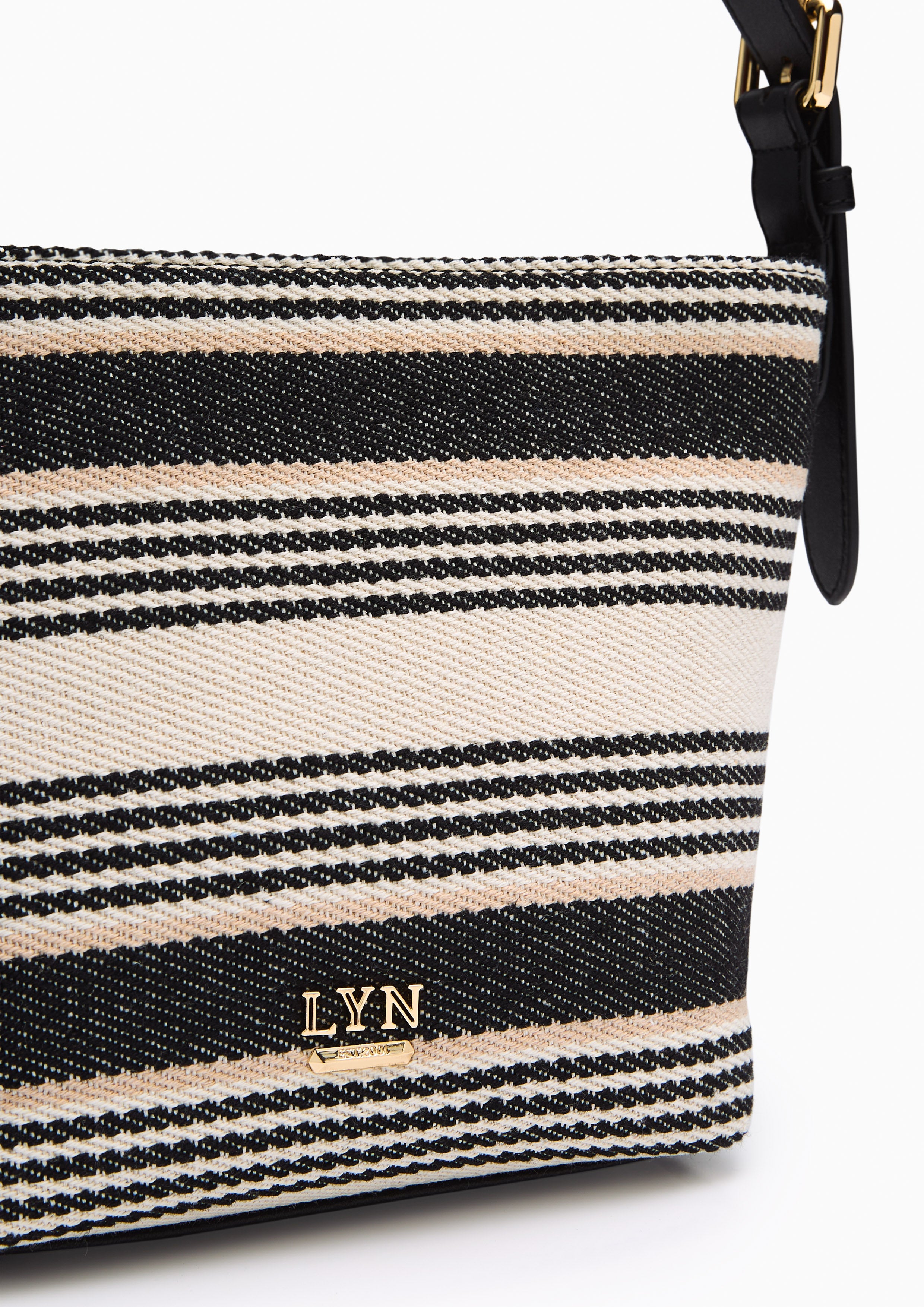 Jazzy Stripe  Bucket Bag - Black
