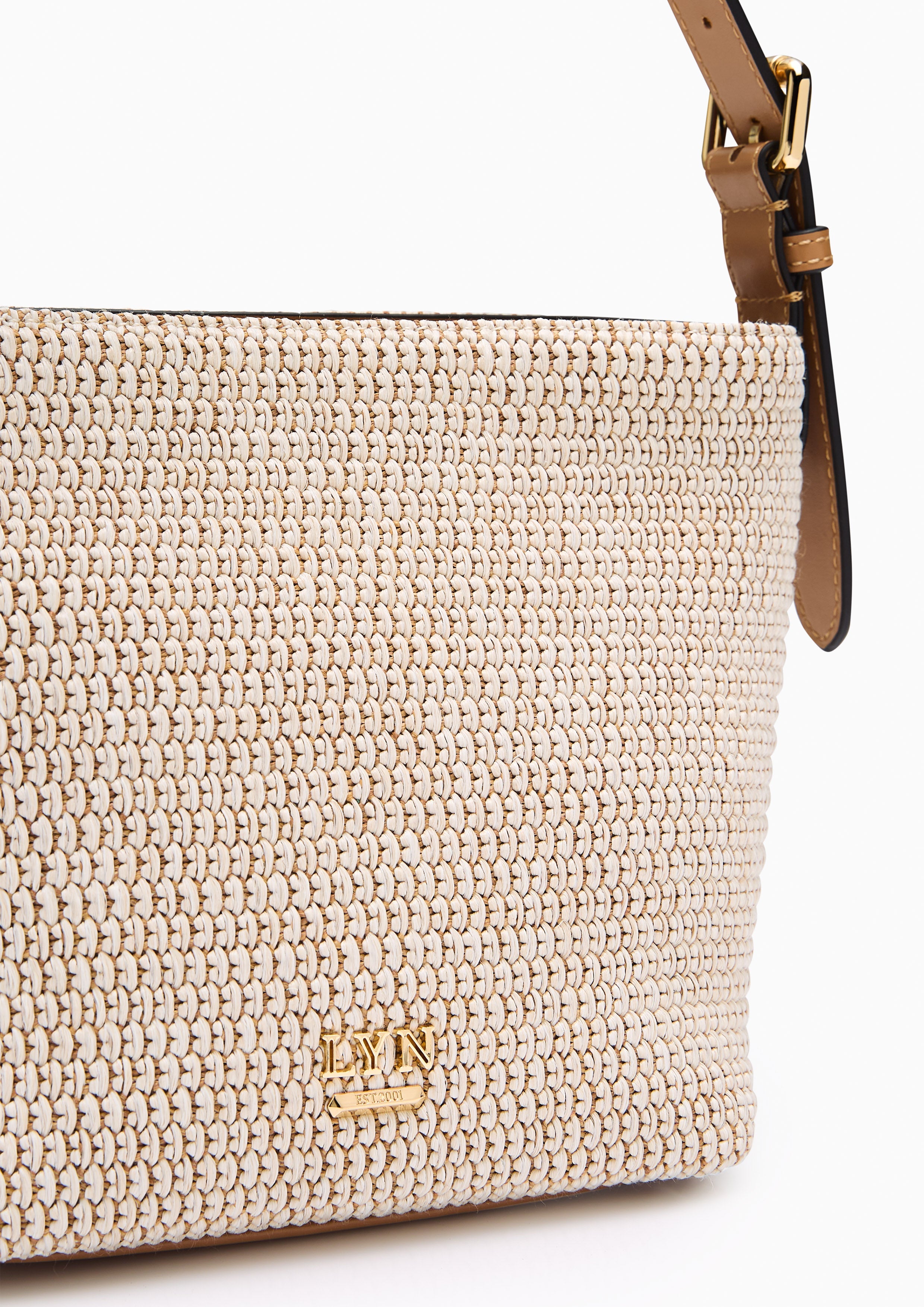 Jazzy Raffia  Bucket Bag - Beige