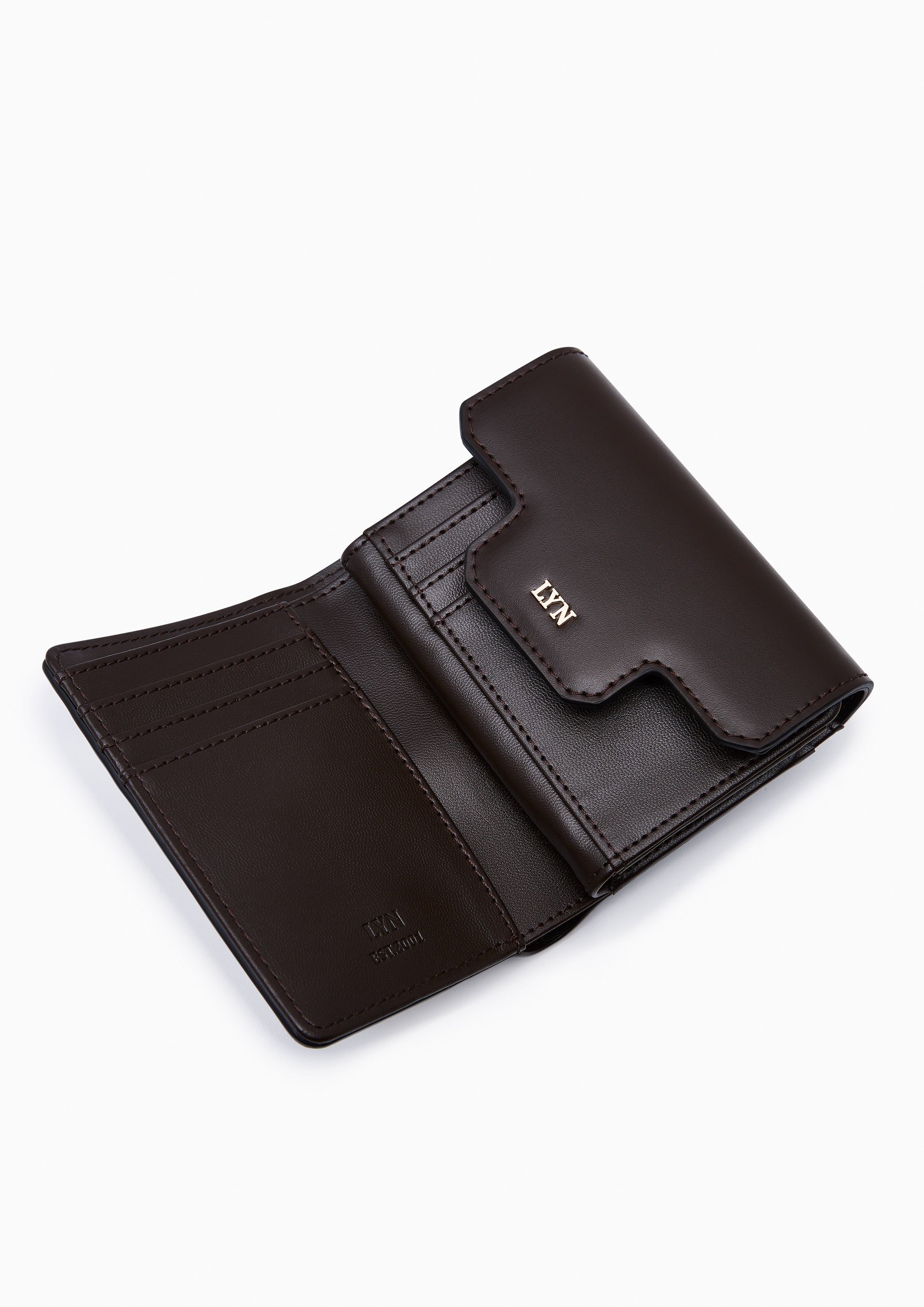 Fineness Revision Short Flap Wallet - Dark Brown