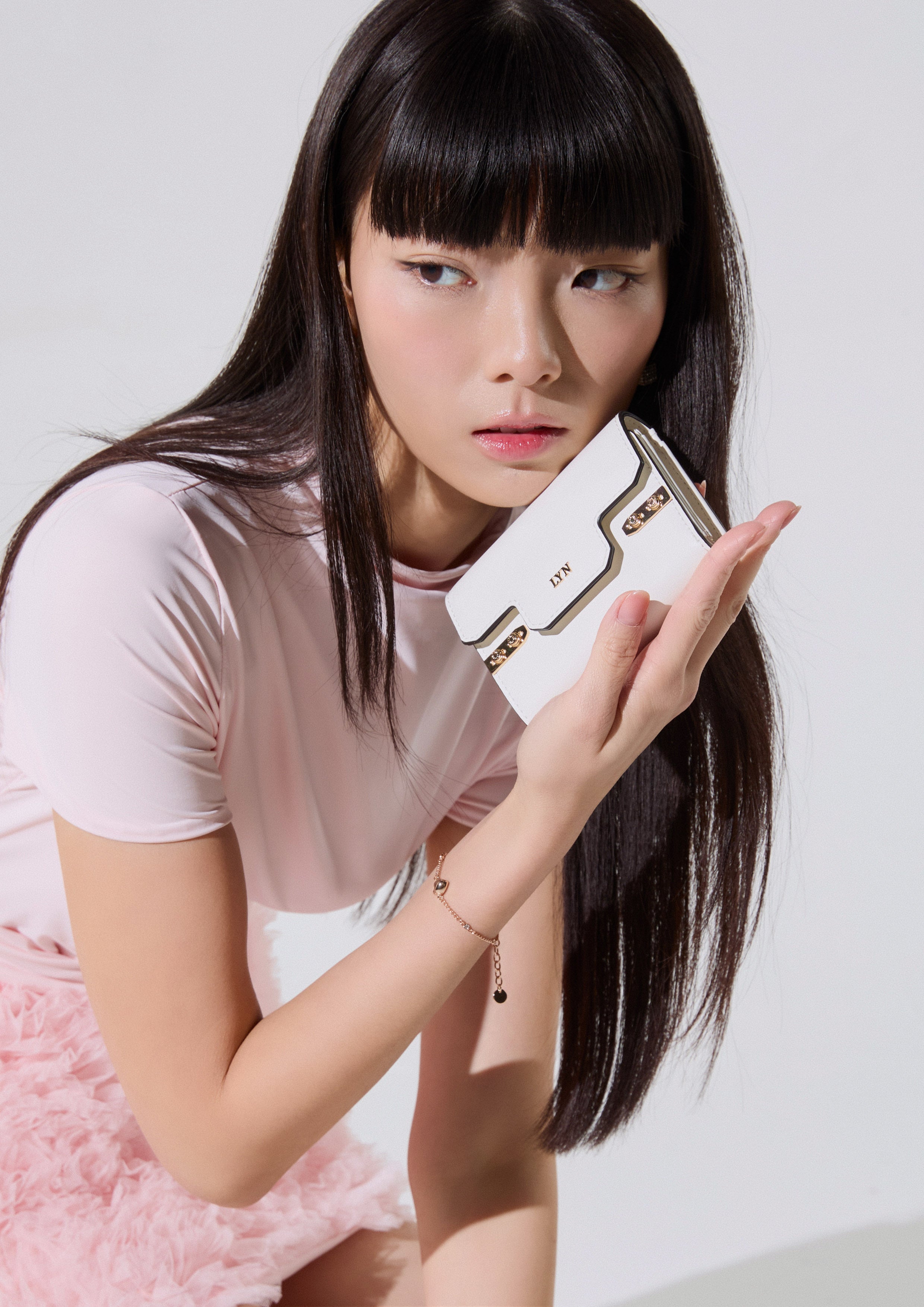 Fineness Revision Short Flap Wallet - White