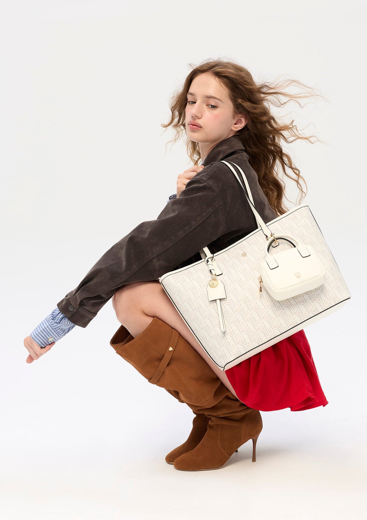 Phiona Infinite L Tote Bag - Light Printed Grey