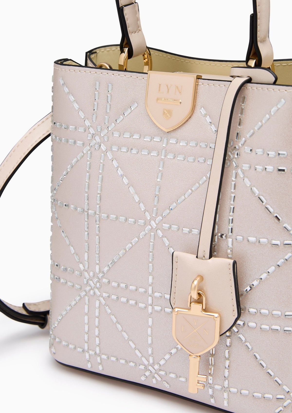 Re-Edit Crystal Astraea Top S Handbag - Glitter Beige