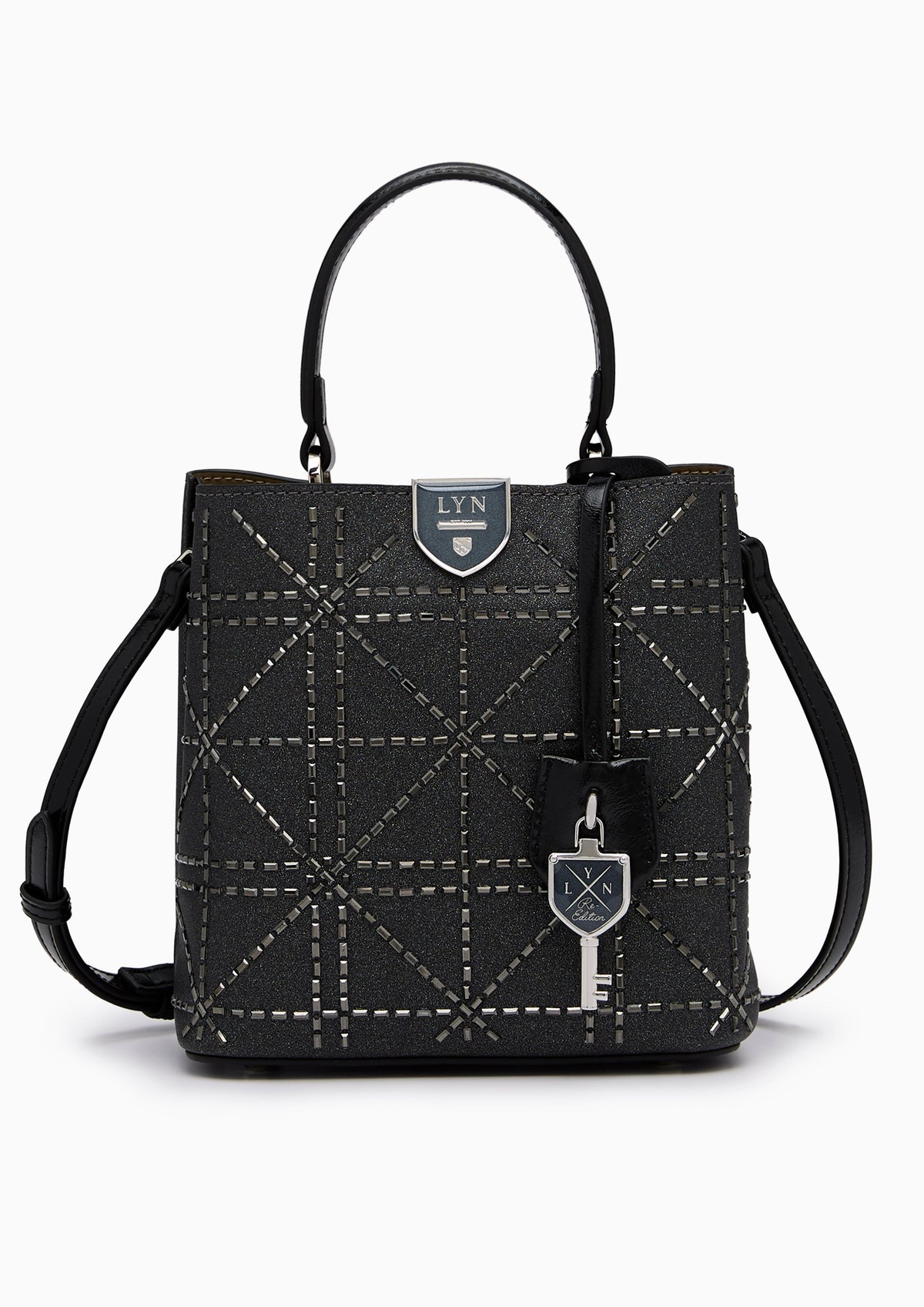 Re-Edit Crystal Astraea Top S Handbag - Glitter Black