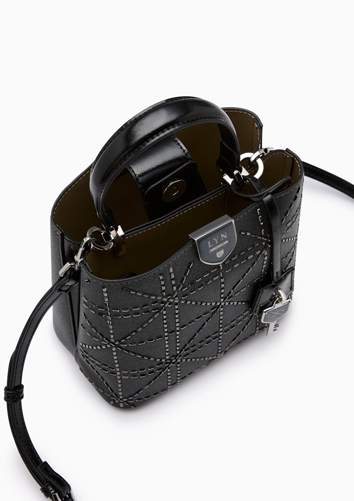 Re-Edit Crystal Astraea Top S Handbag - Glitter Black