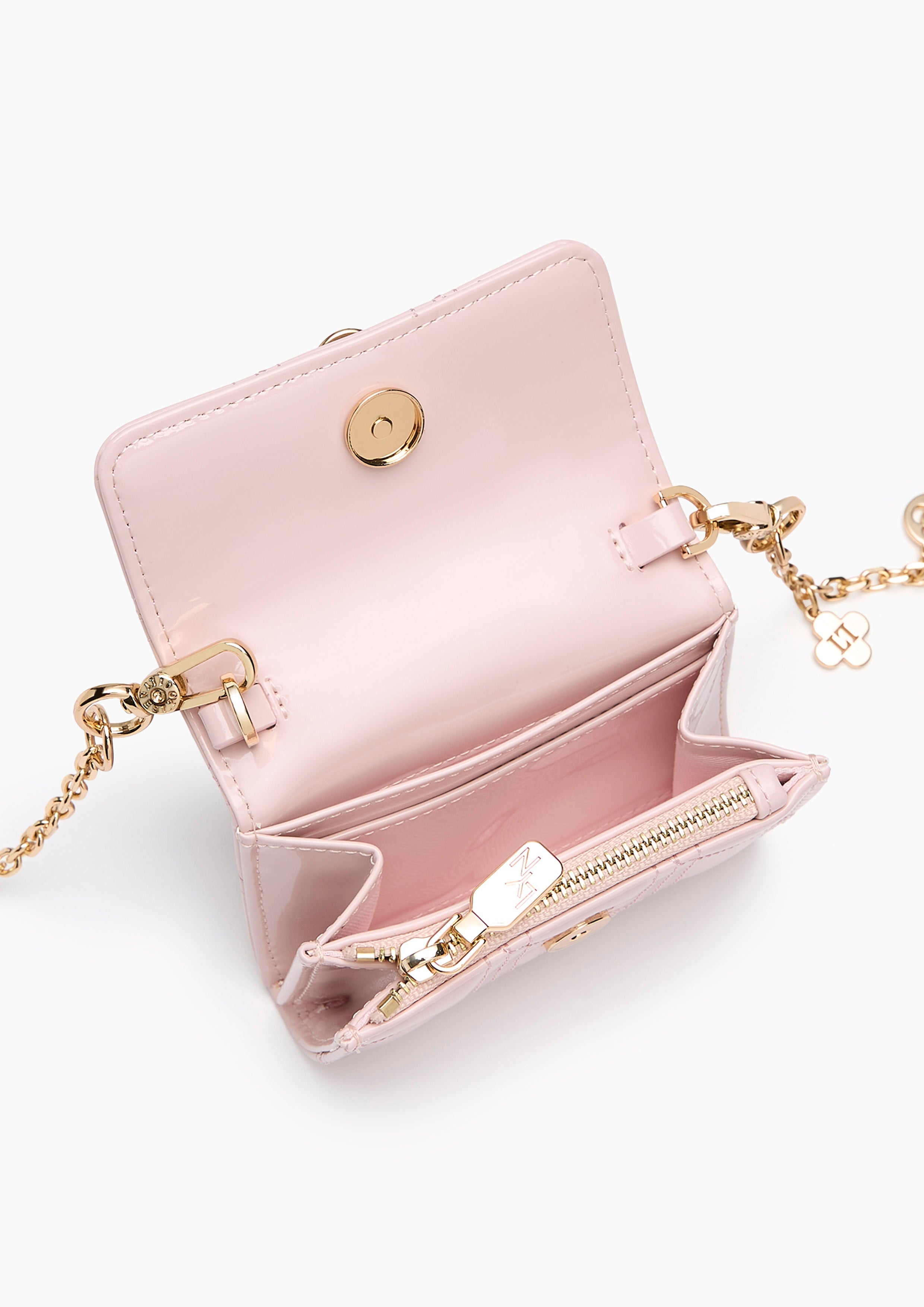 Baki Patent Short  Wallet On Chain - Light Pink