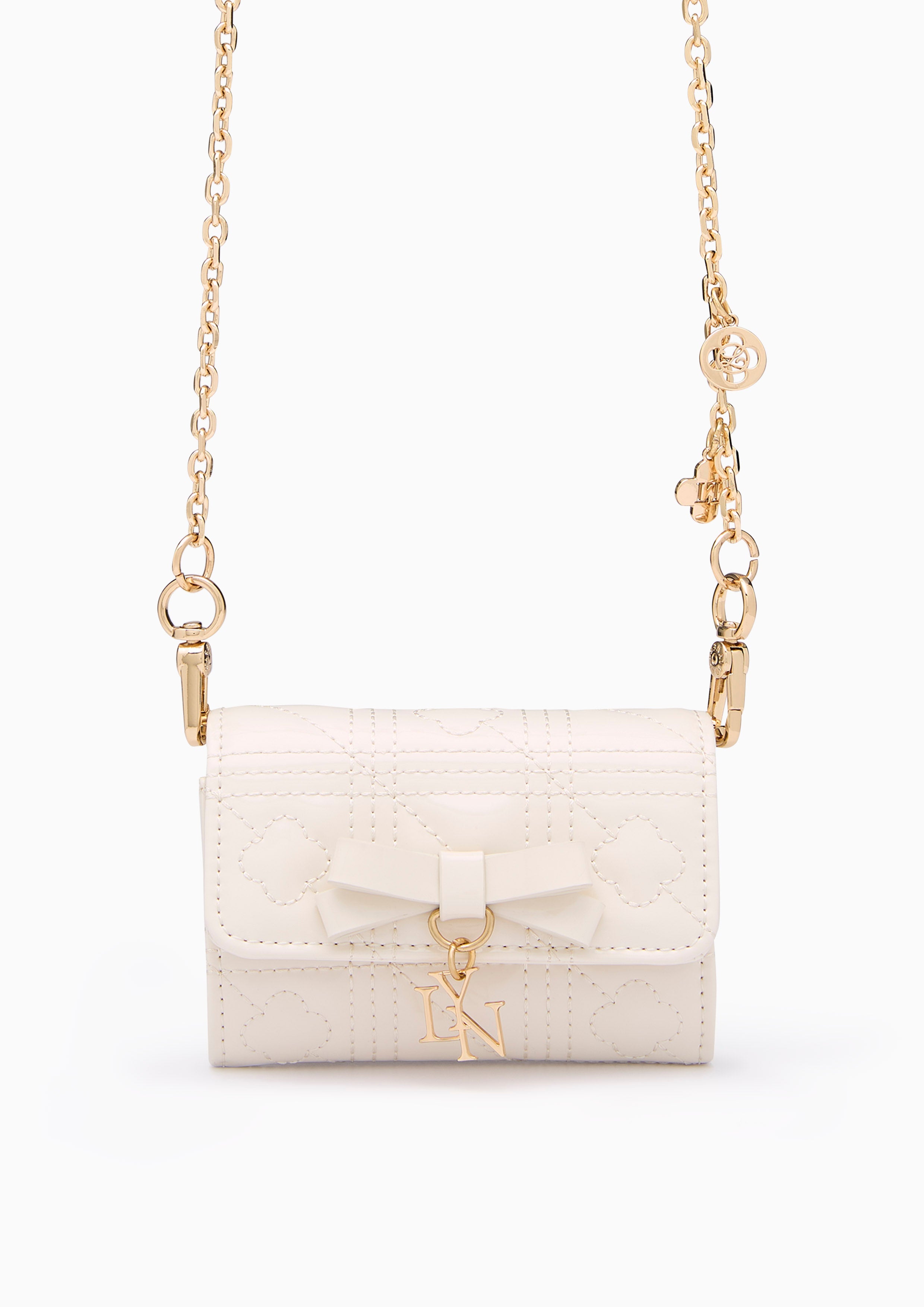 Baki Patent Short  Wallet On Chain - Ivory