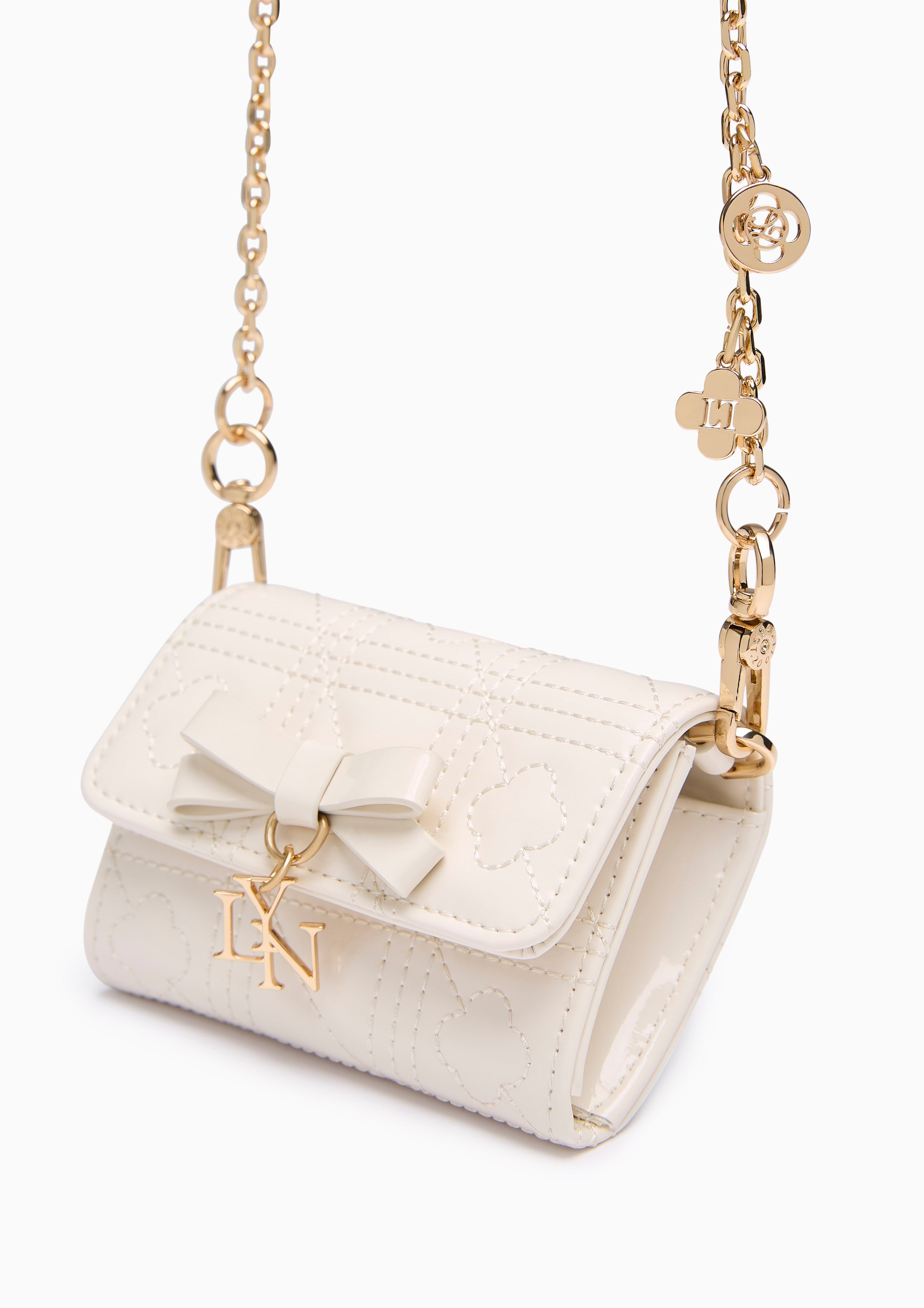Baki Patent Short  Wallet On Chain - Ivory