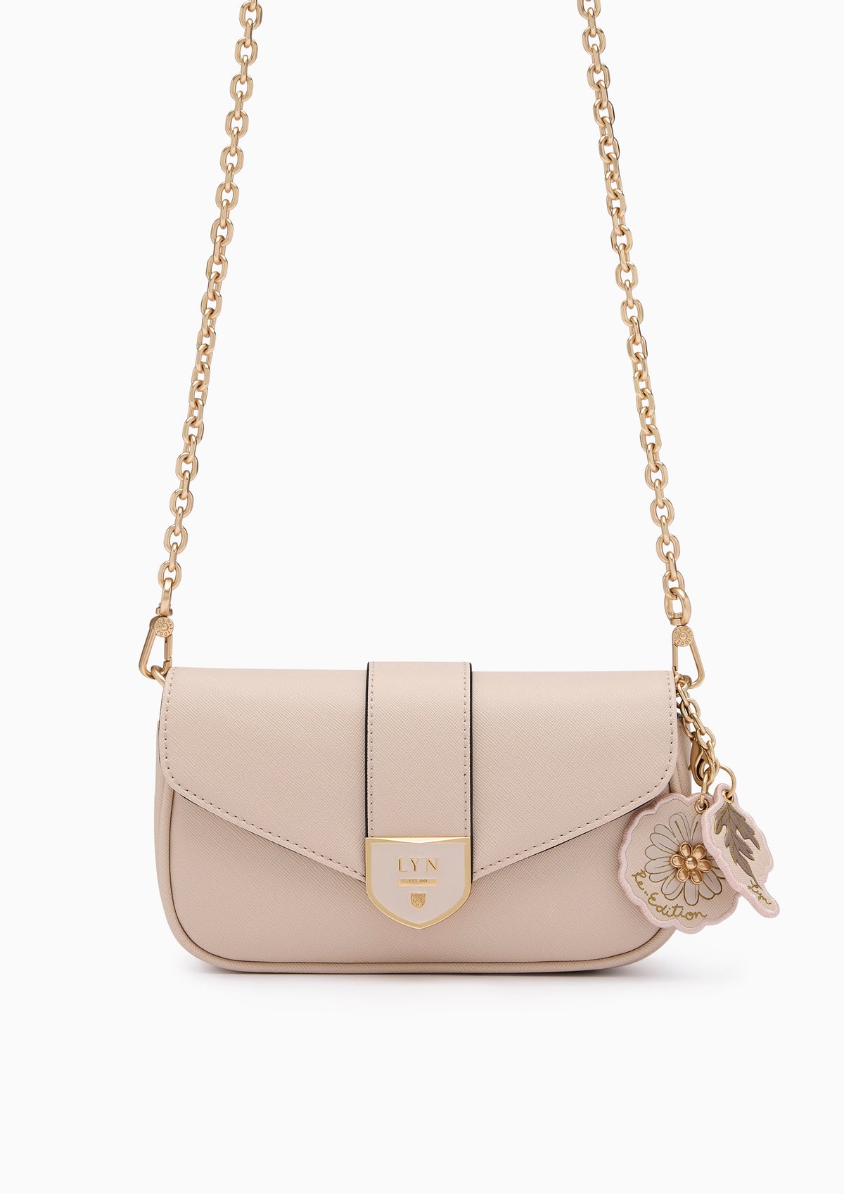 Re-Edit Daisy Autumn Long  Wallet On Chain - Light Beige