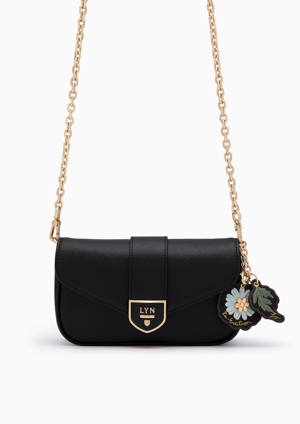 Re-Edit Daisy Autumn Long  Wallet On Chain - Black