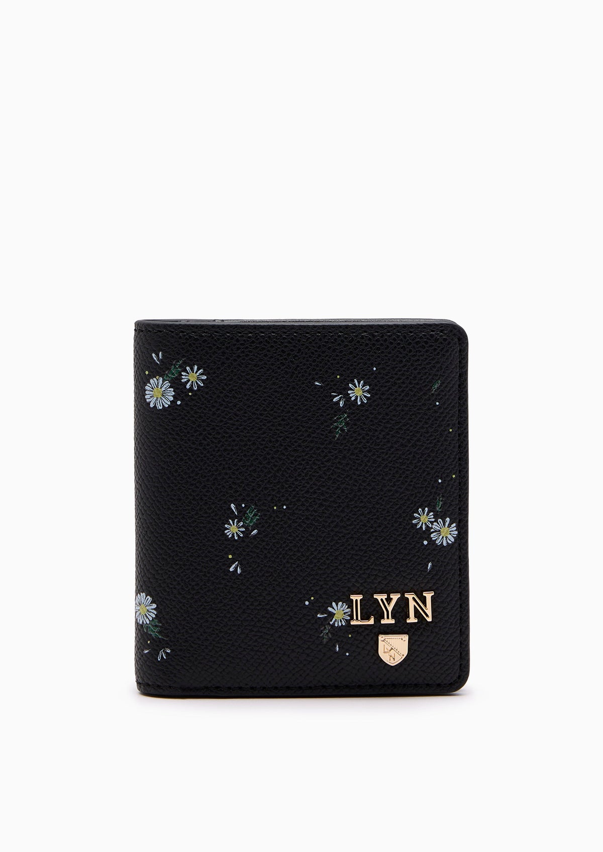 Re-Edit Daisy Compact  Wallet- Printed Black