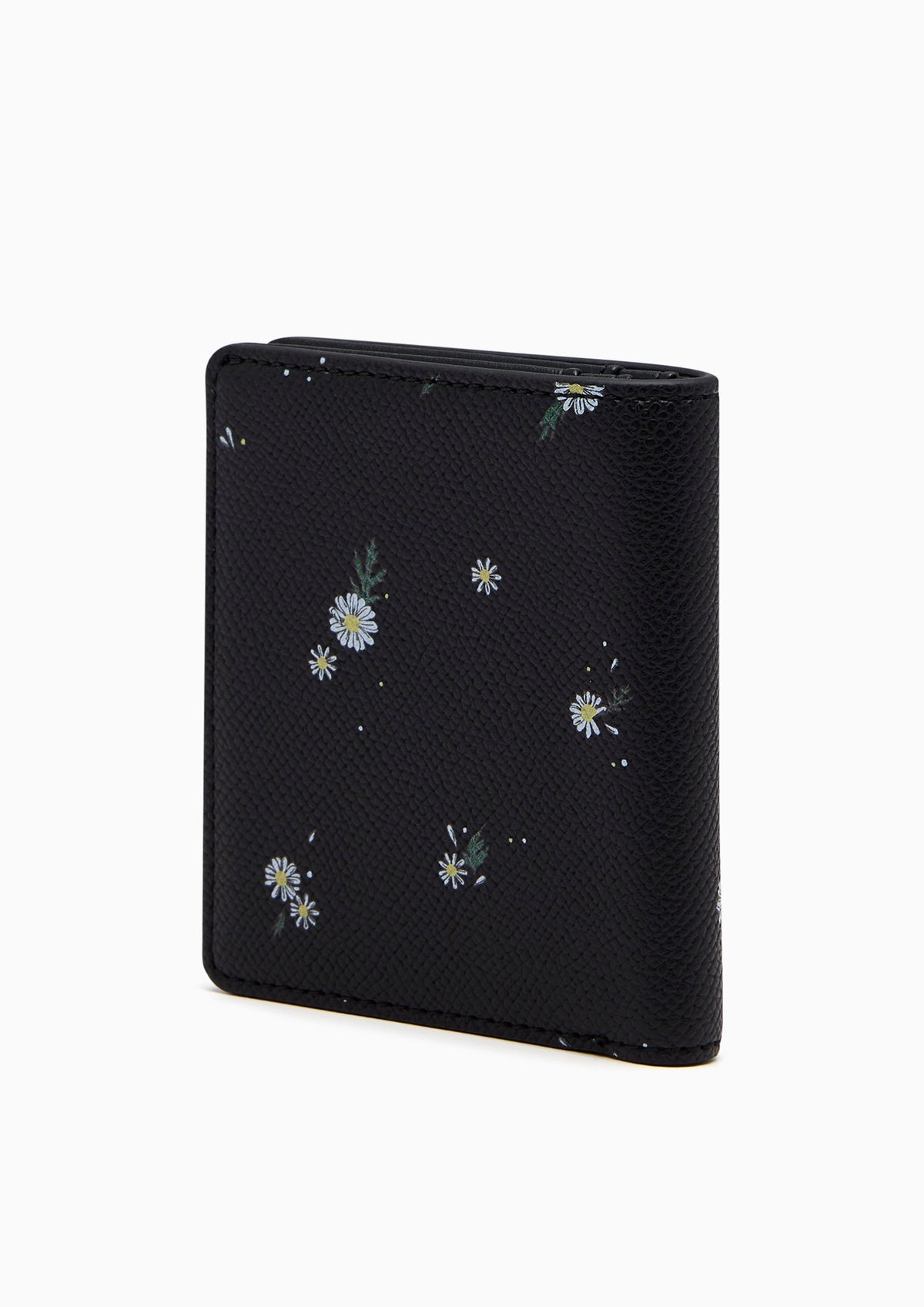 Re-Edit Daisy Compact  Wallet- Printed Black