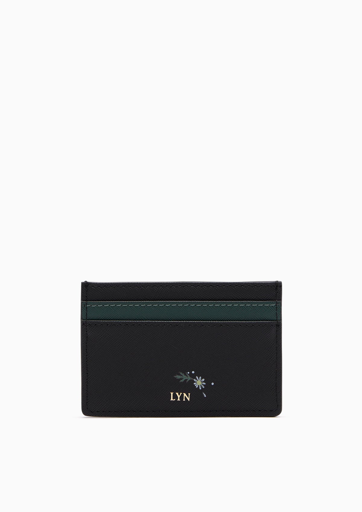 Re-Edit Daisy Card Holder Wallet- Printed Black