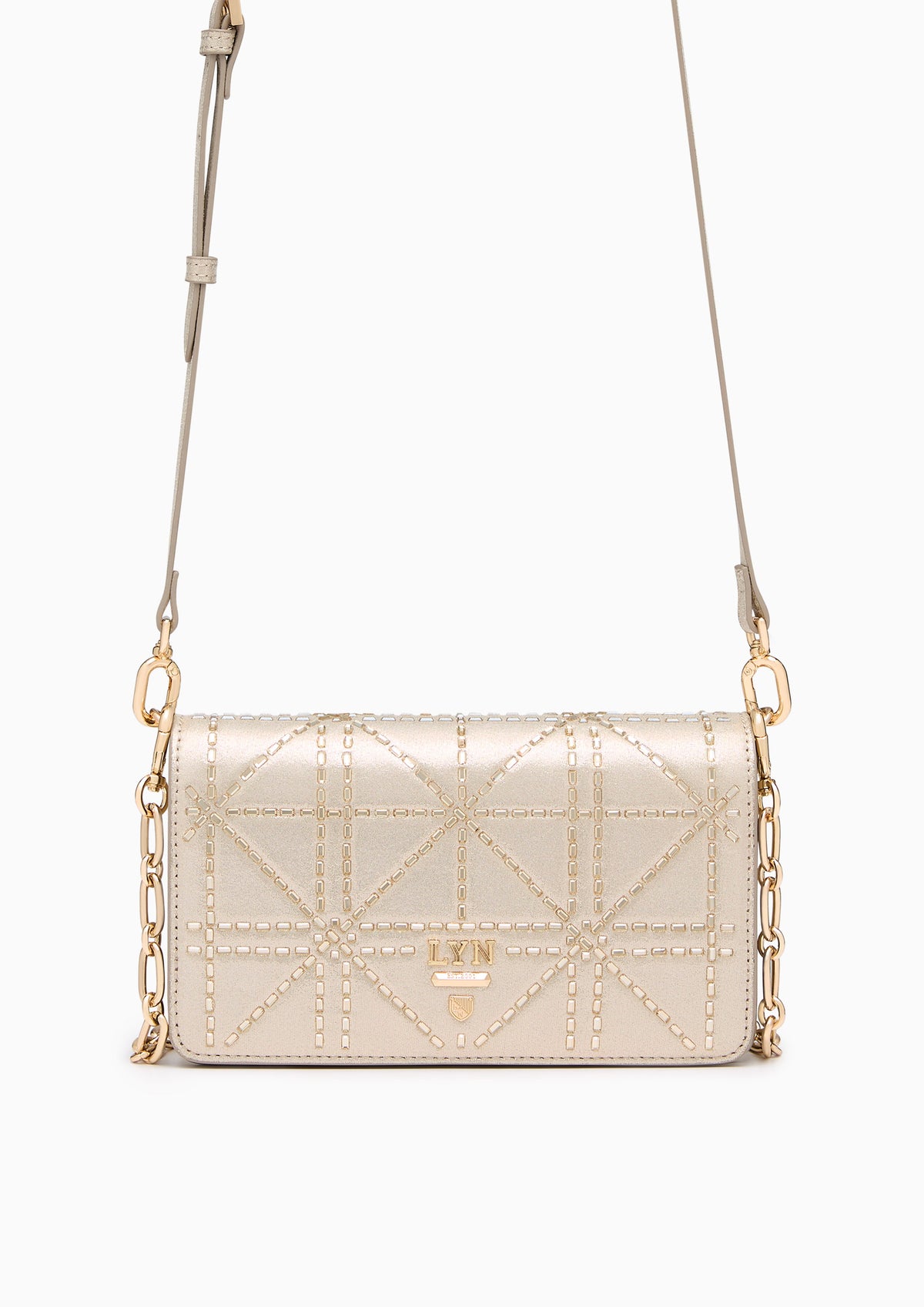 Re-Edit Crystal Long  Wallets On Chain - Glitter Gold Variation 2