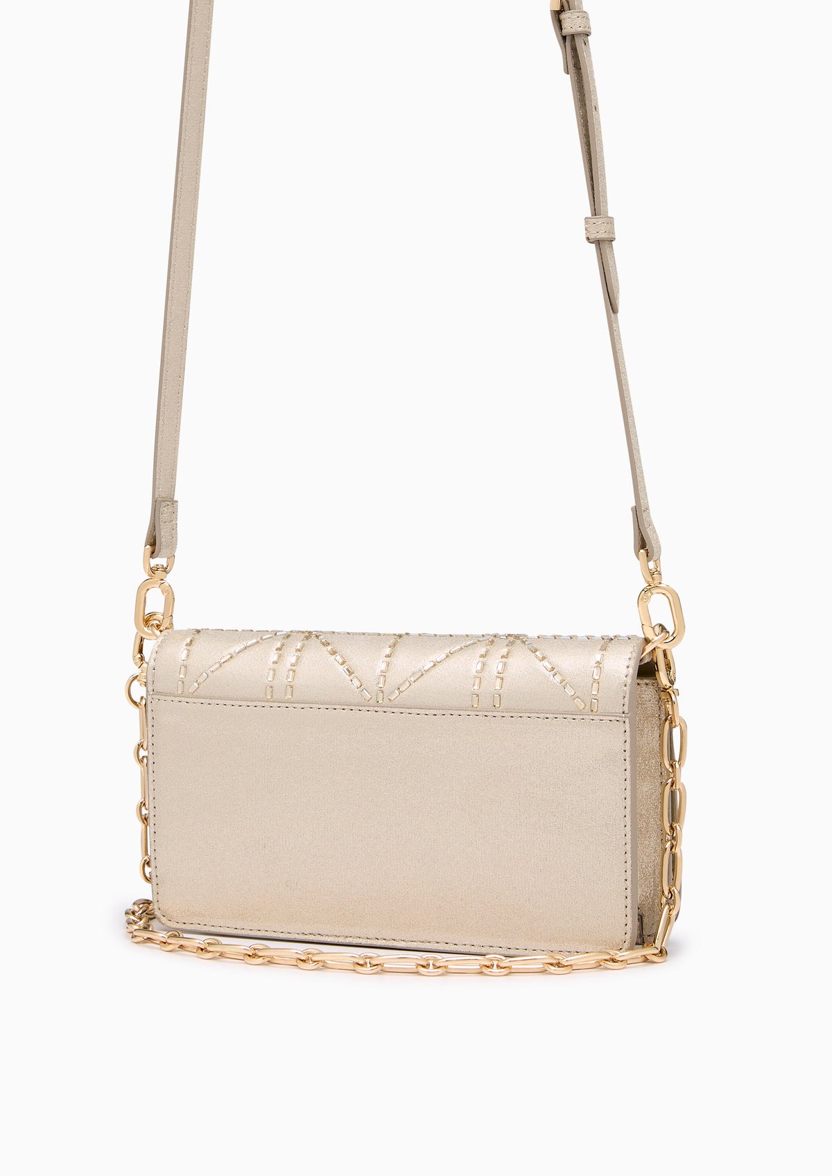 Re-Edit Crystal Long  Wallets On Chain - Glitter Gold Variation 2