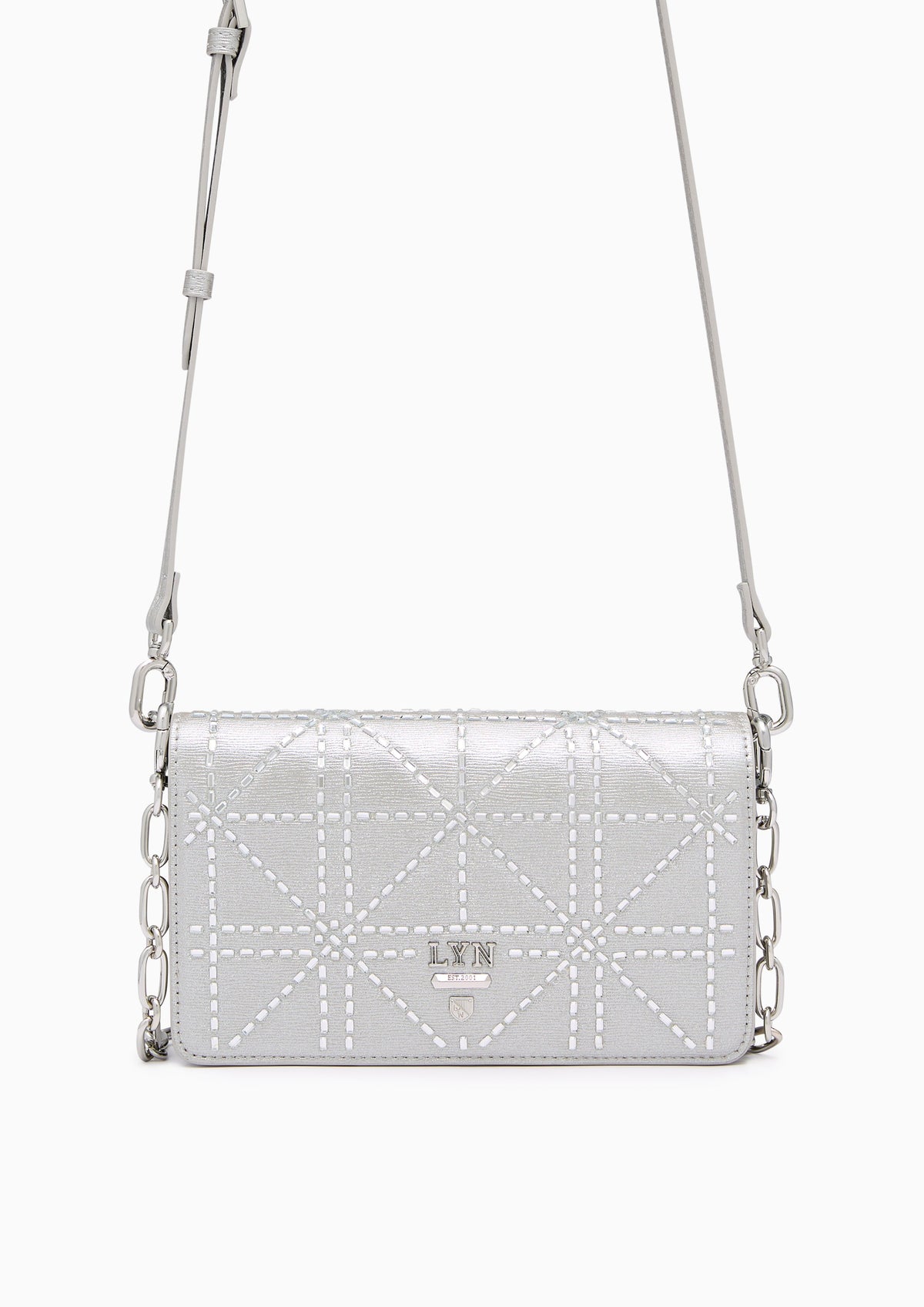 Re-Edit Crystal Long  Wallets On Chain - Glitter Silver