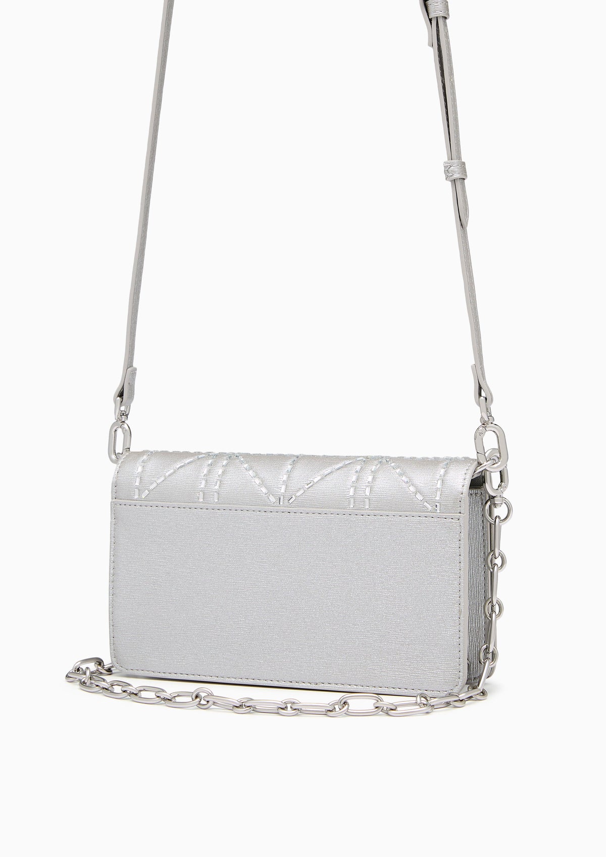 Re-Edit Crystal Long  Wallets On Chain - Glitter Silver
