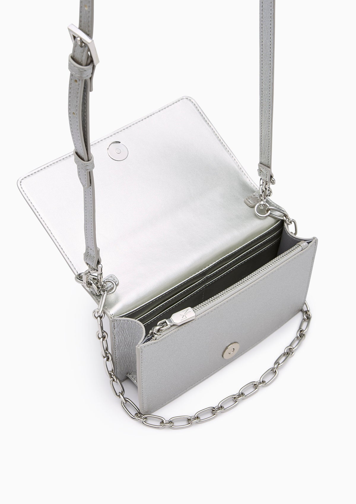 Re-Edit Crystal Long  Wallets On Chain - Glitter Silver